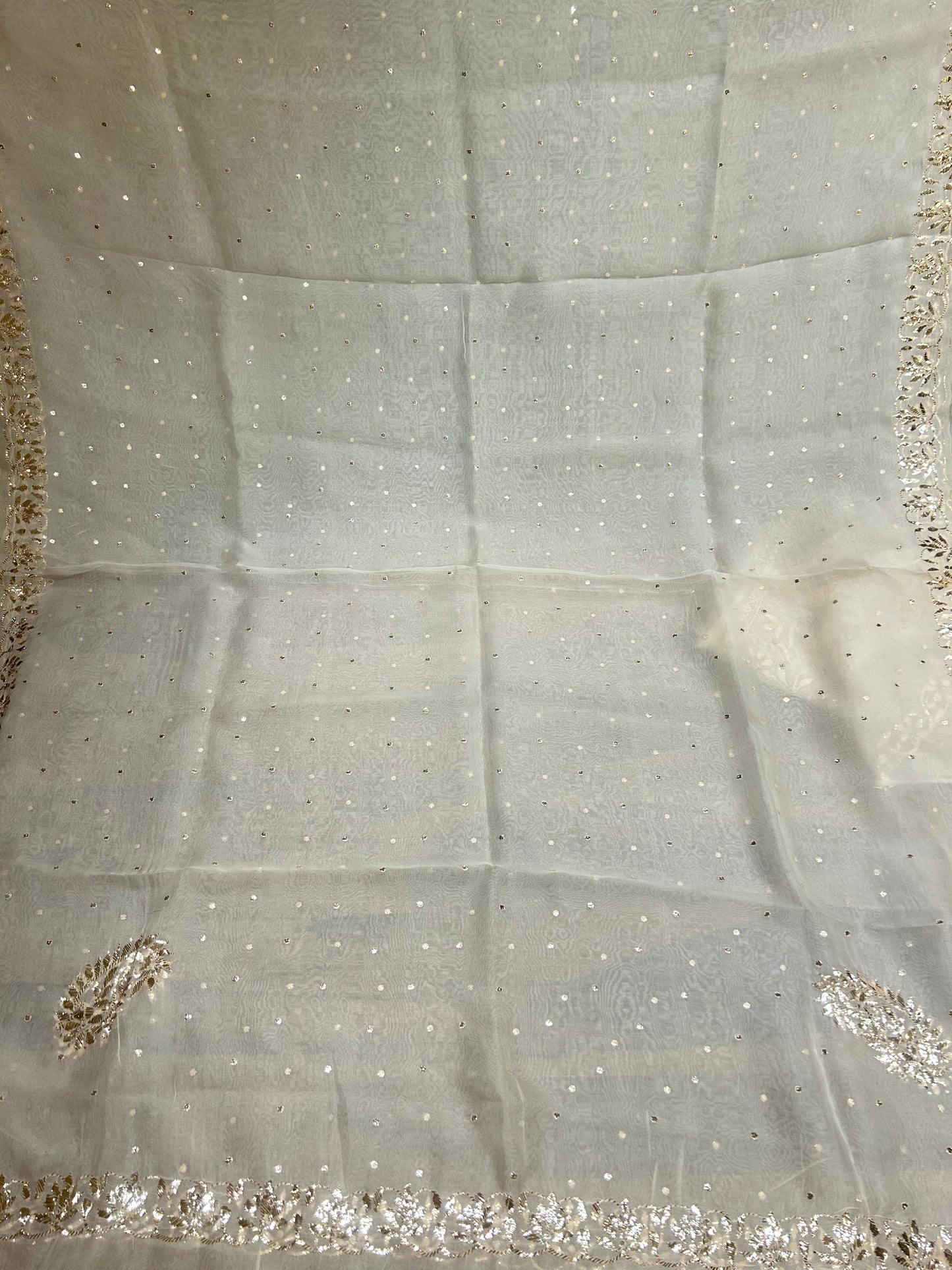 Dyeable Organza silk Mukaish three piece set