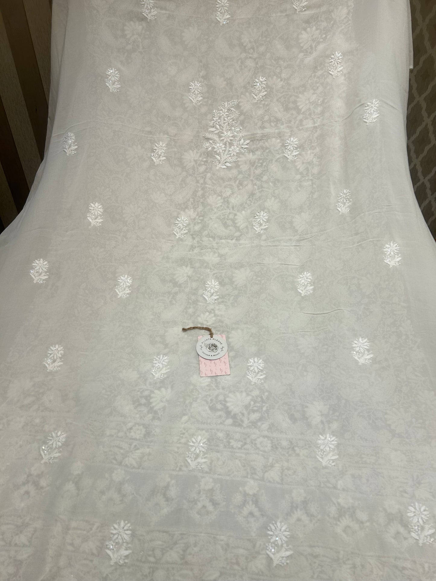 Dyeable Georgette Chikankari Kurta &Dupatta Fabric