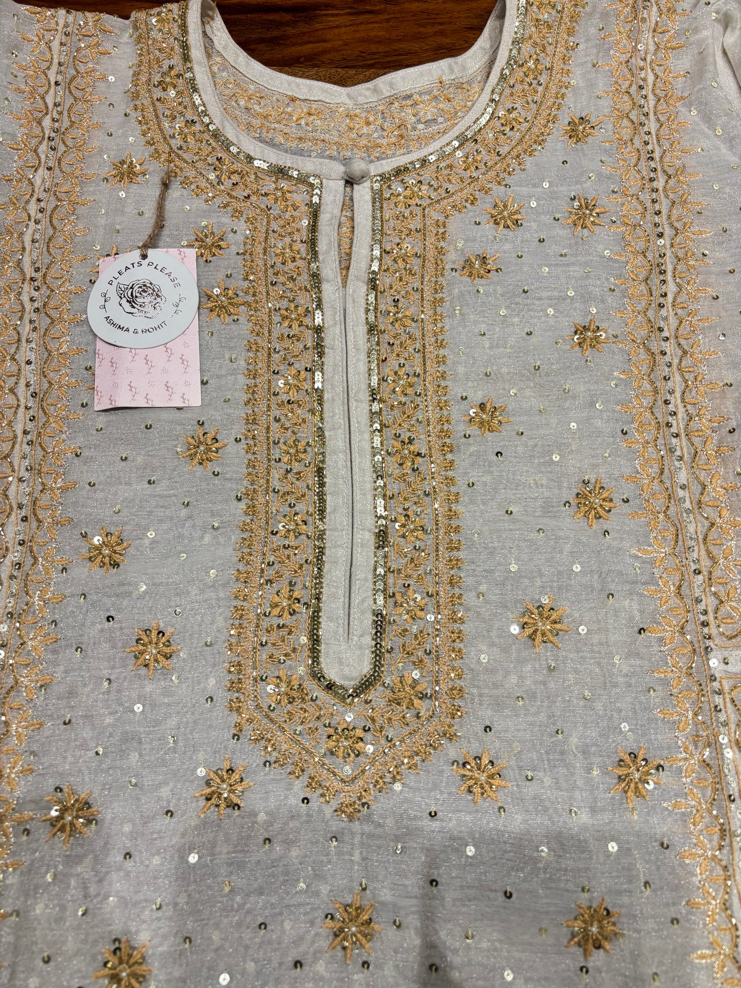 Silver Pure Tissue Anarkali And Dupatta set