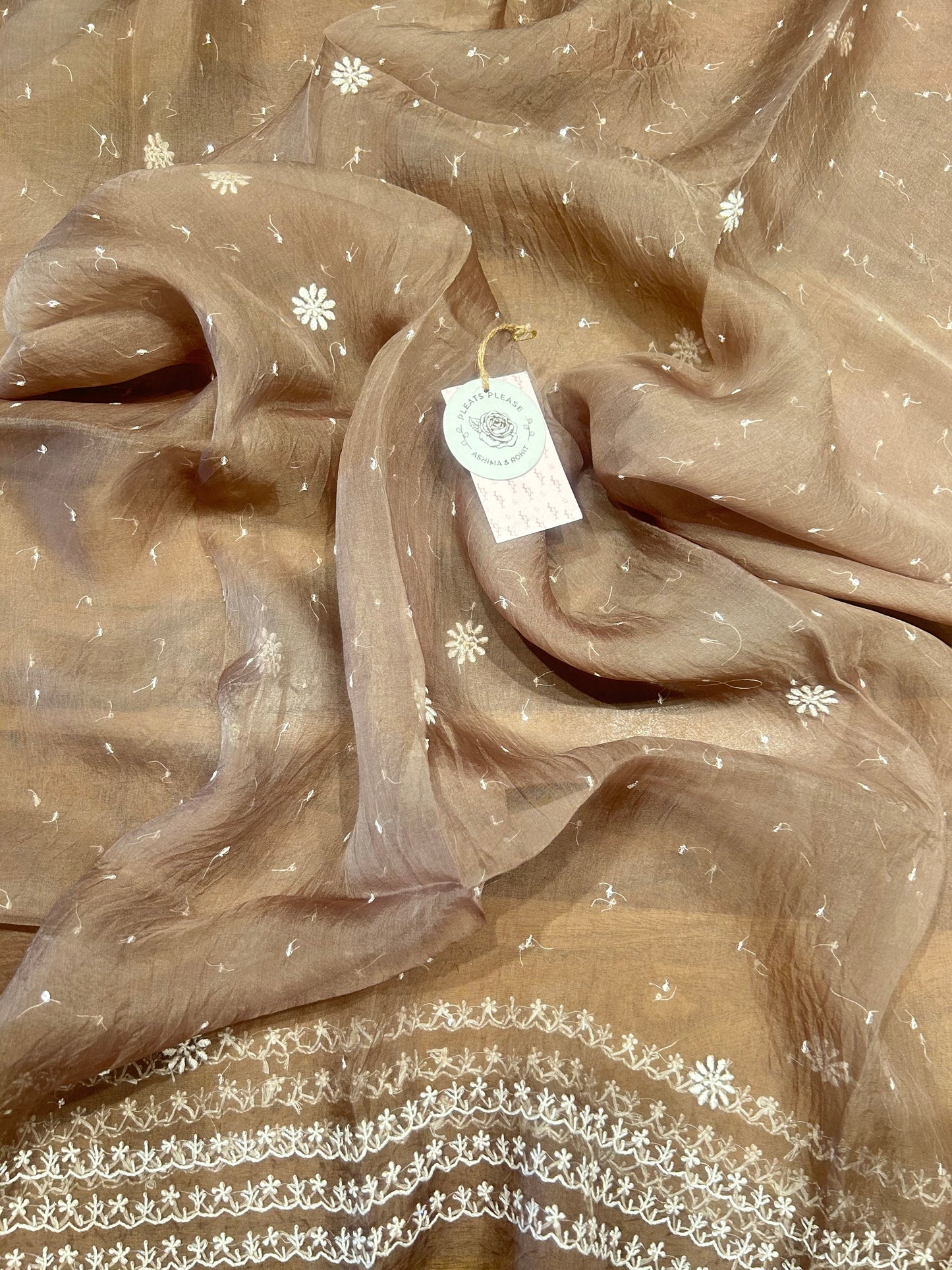 Brown Organza Kurta and Dupatta set