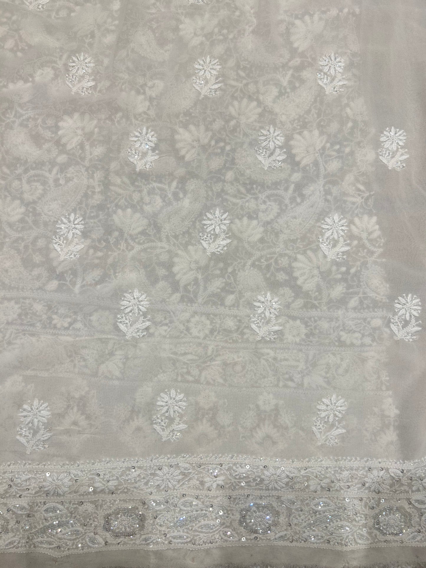 Dyeable Georgette Chikankari Kurta &Dupatta Fabric