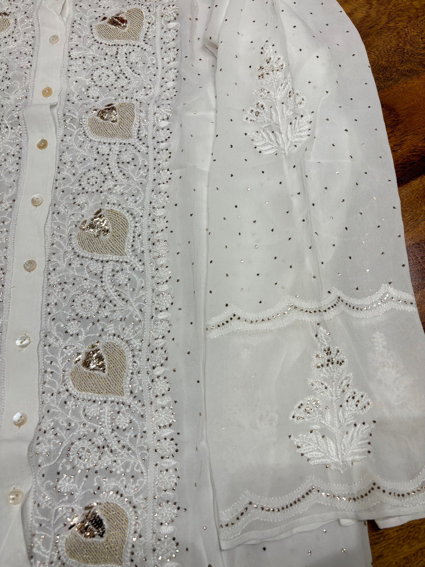 Dyeable Pure Georgette Chikankari Co-ord set