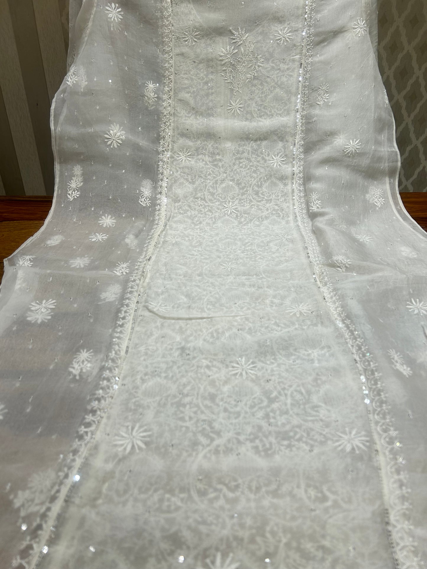 Dyeable Organza Chikankari Kurta & Dupatta Set