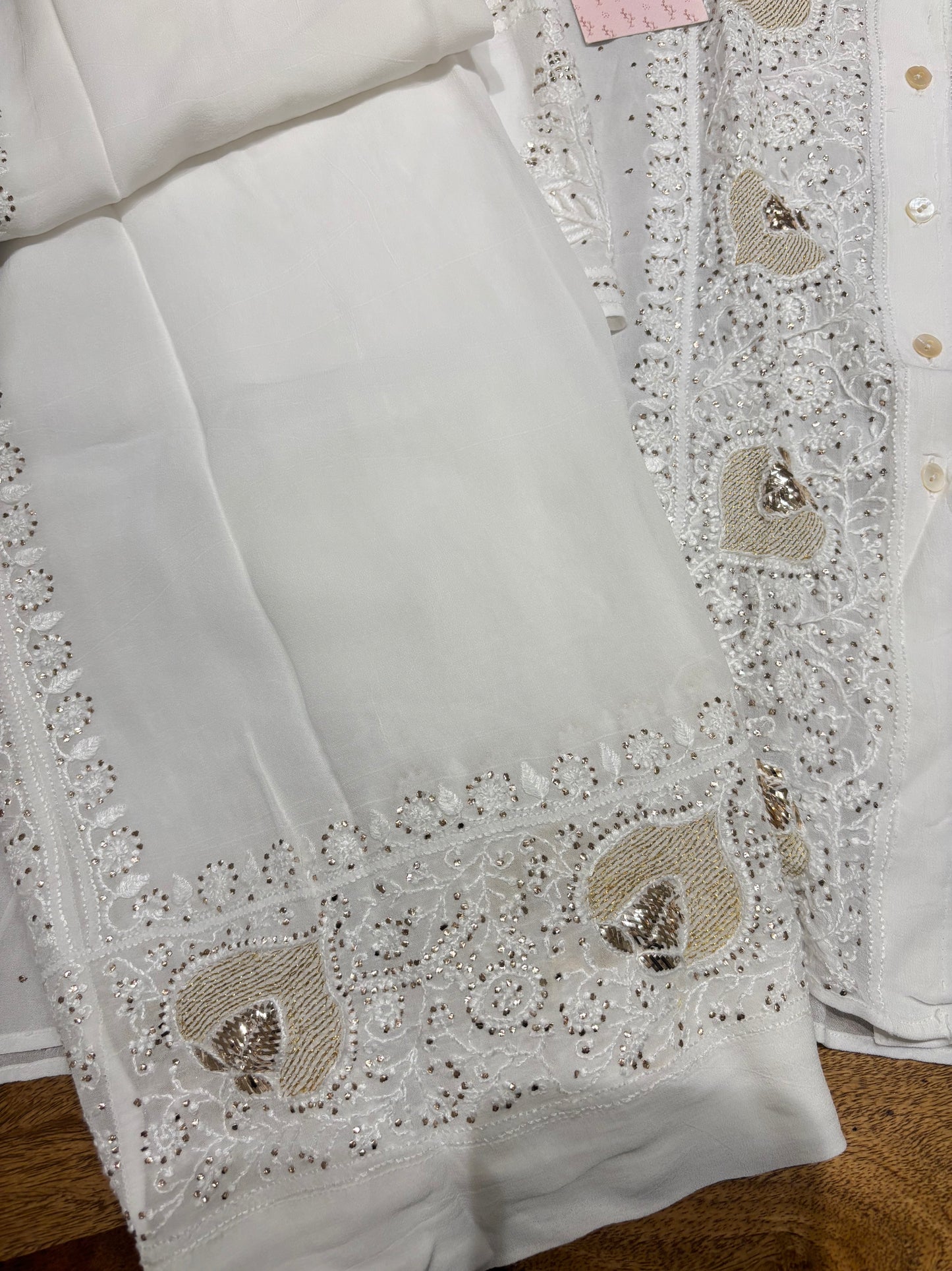 Dyeable Pure Georgette Chikankari Co-ord set