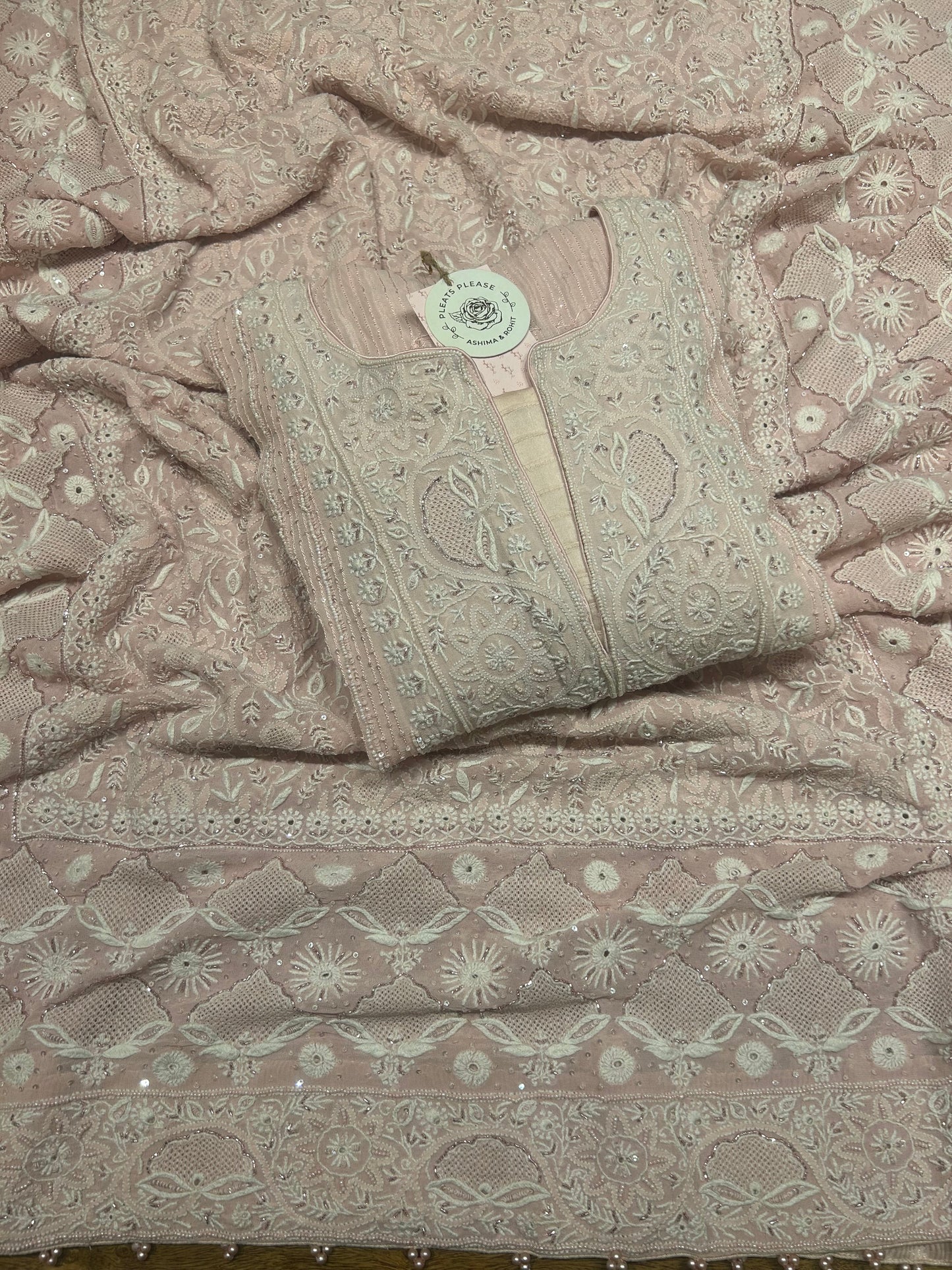 Blush Pink Pure Georgette Kurta & Dupatta