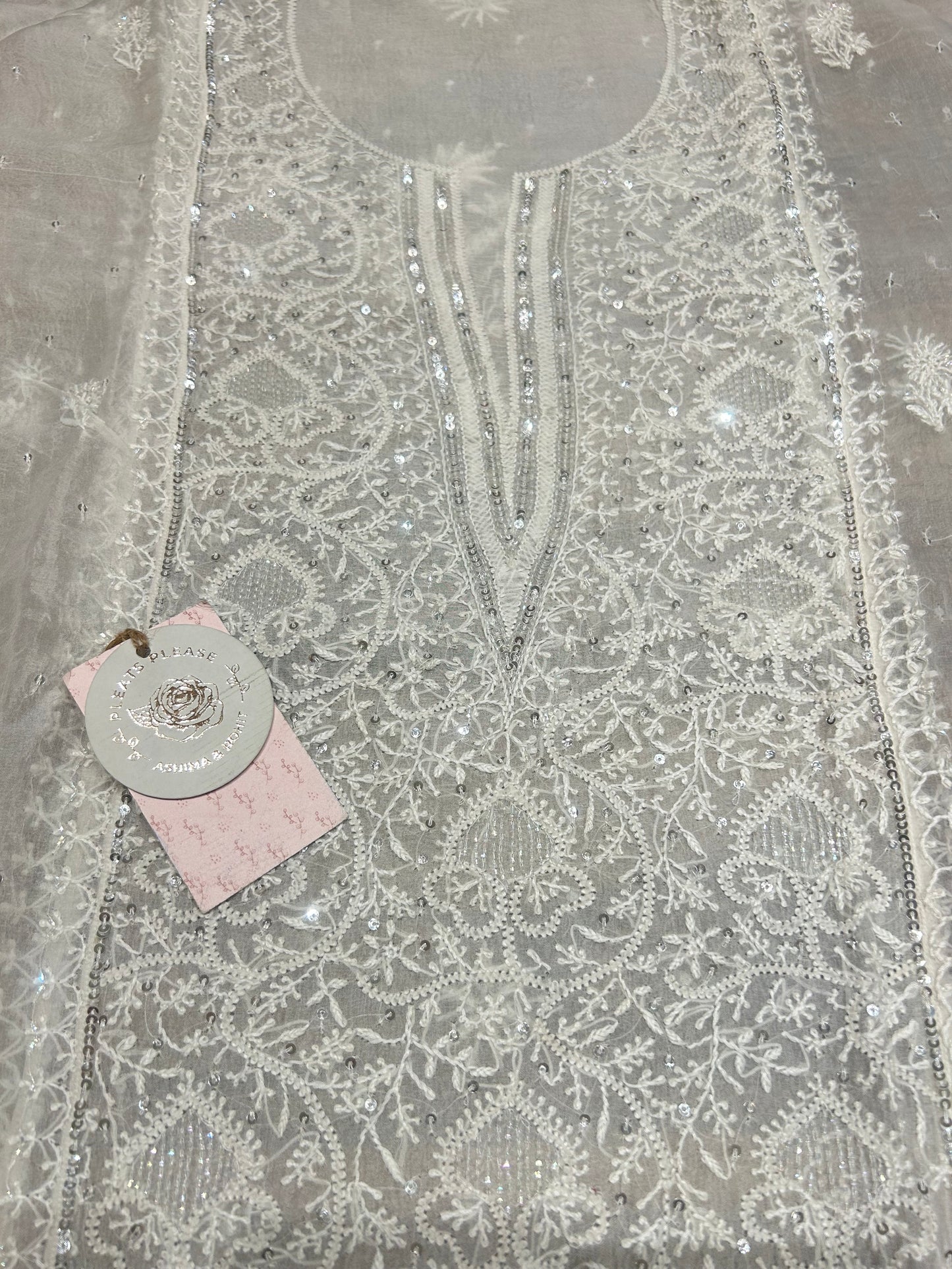 Dyeable Organza Chikankari Kurta & Dupatta Set