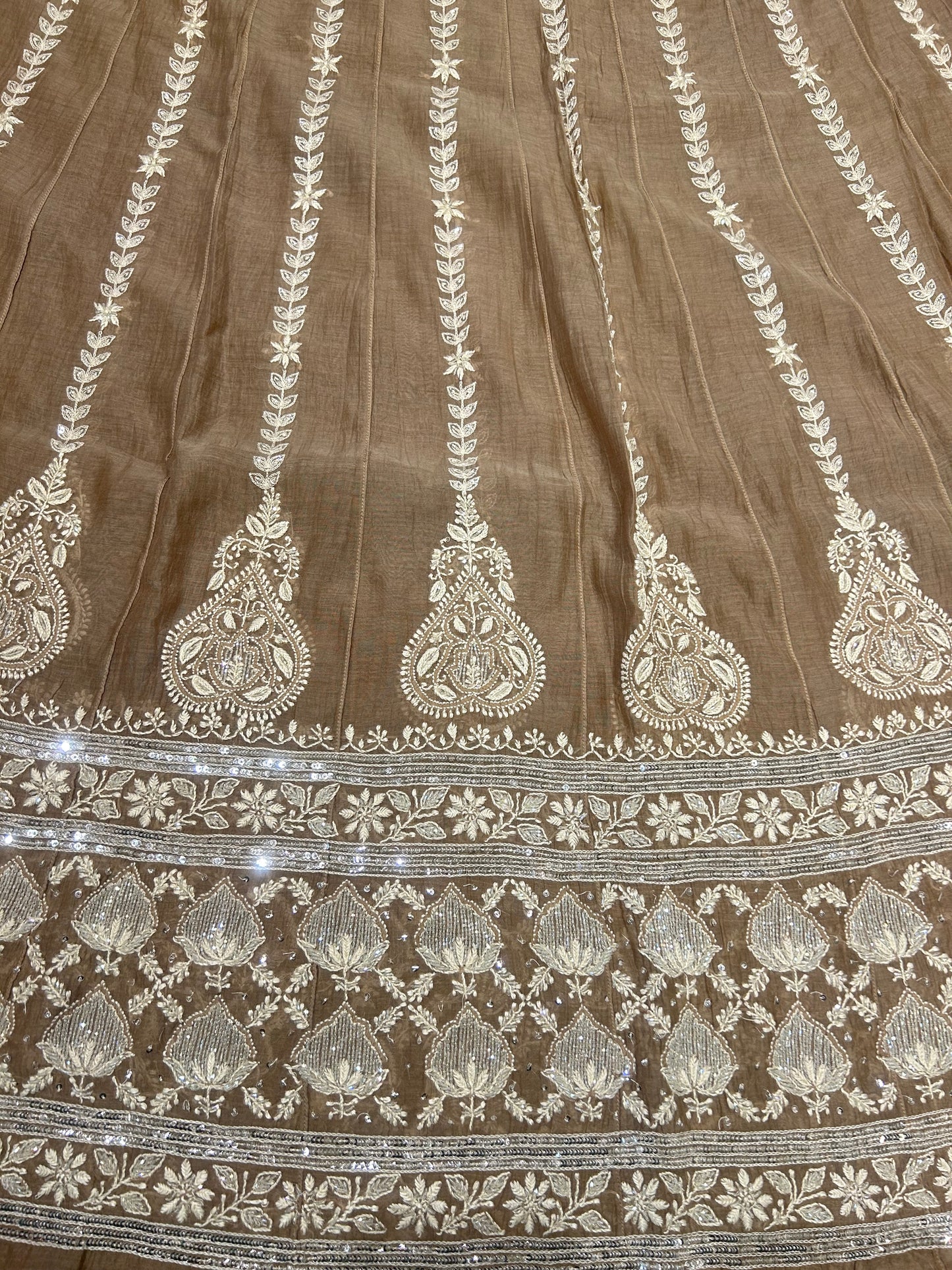 Brown Chanderi Silk Anarkali &Dupatta set