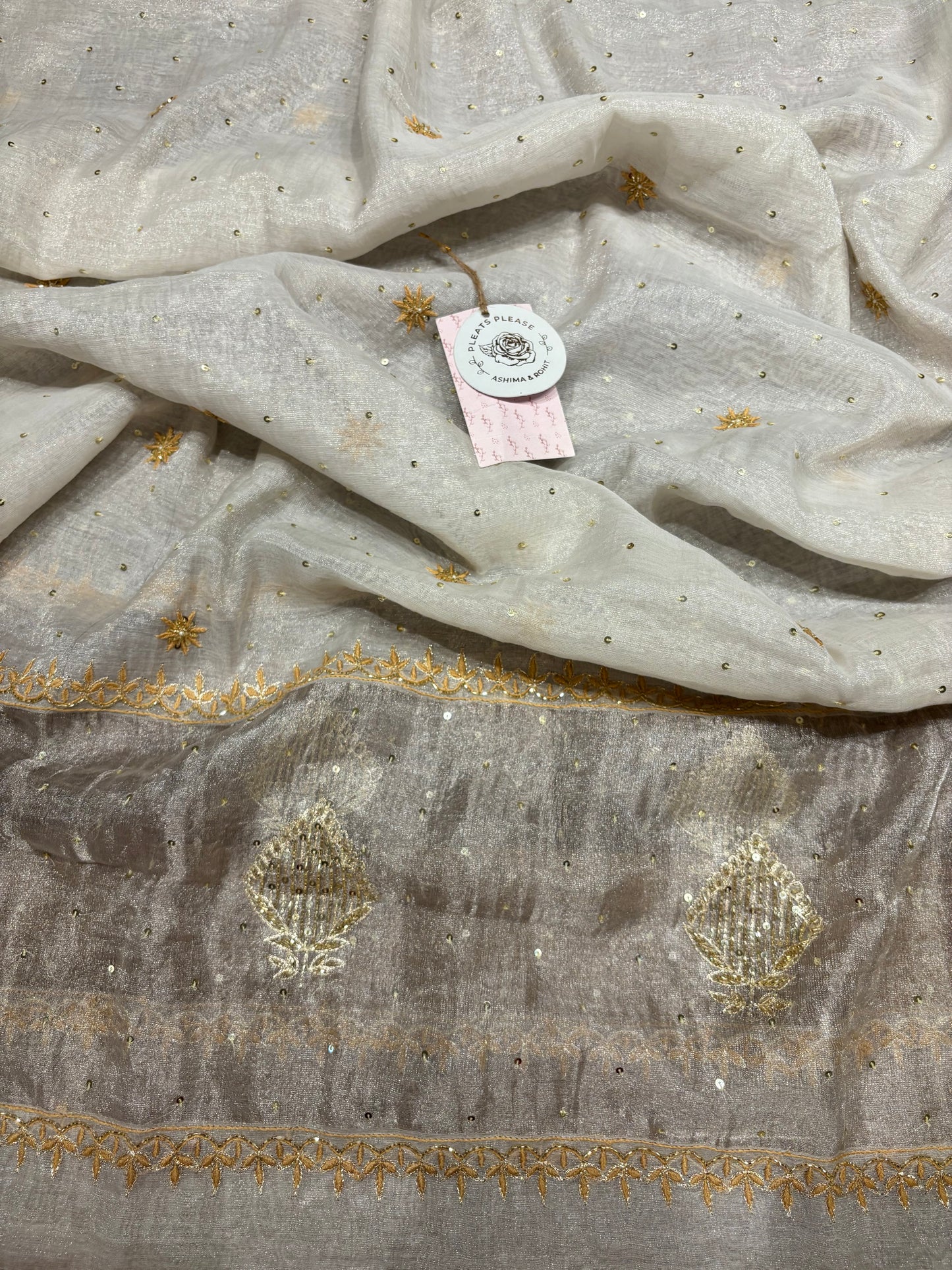 Silver Pure Tissue Anarkali And Dupatta set