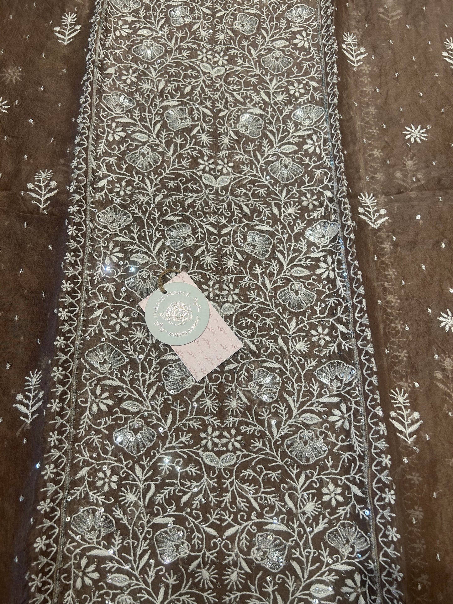Brown Organza Kurta and Dupatta set
