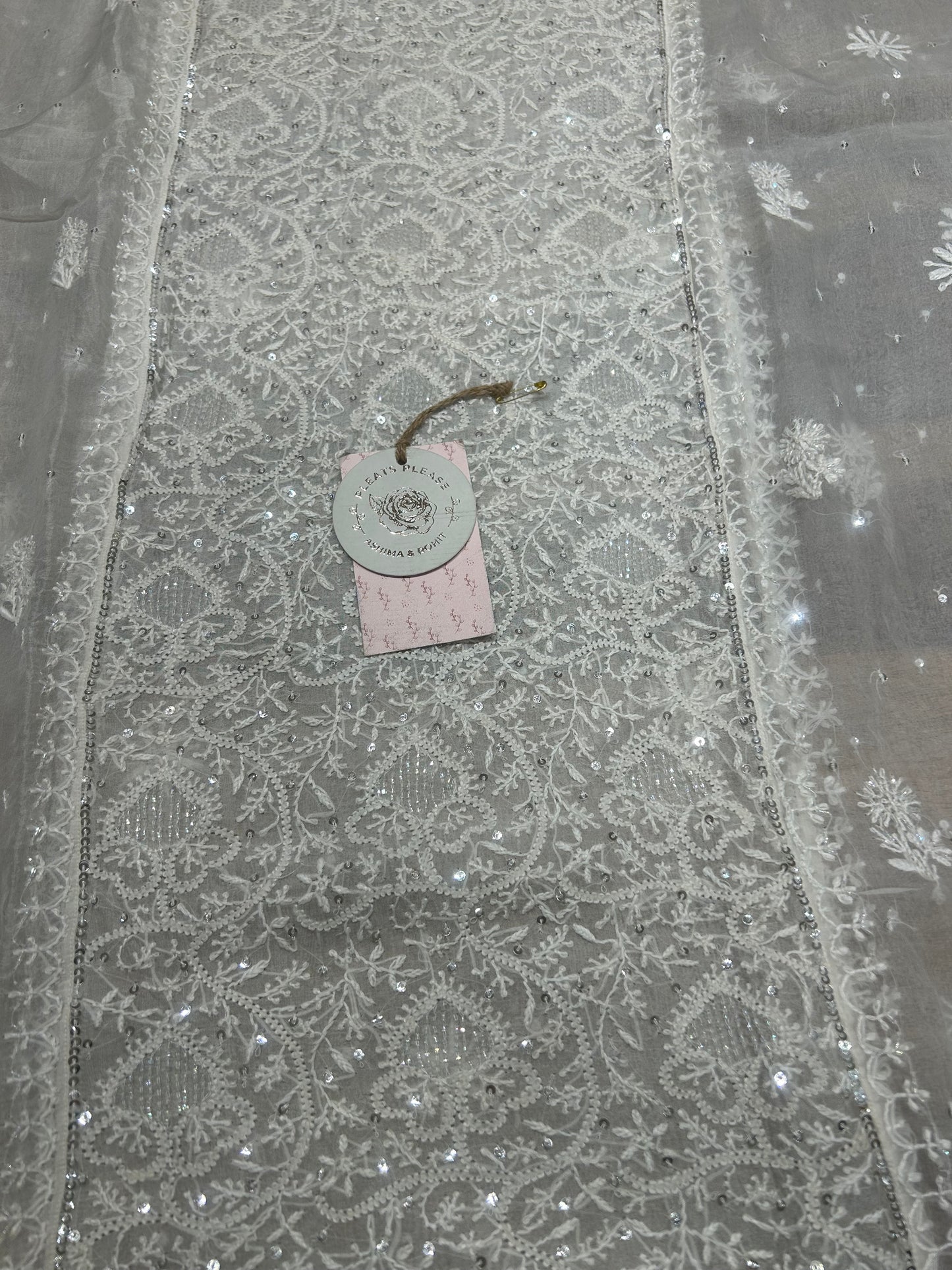 Dyeable Organza Chikankari Kurta & Dupatta Set