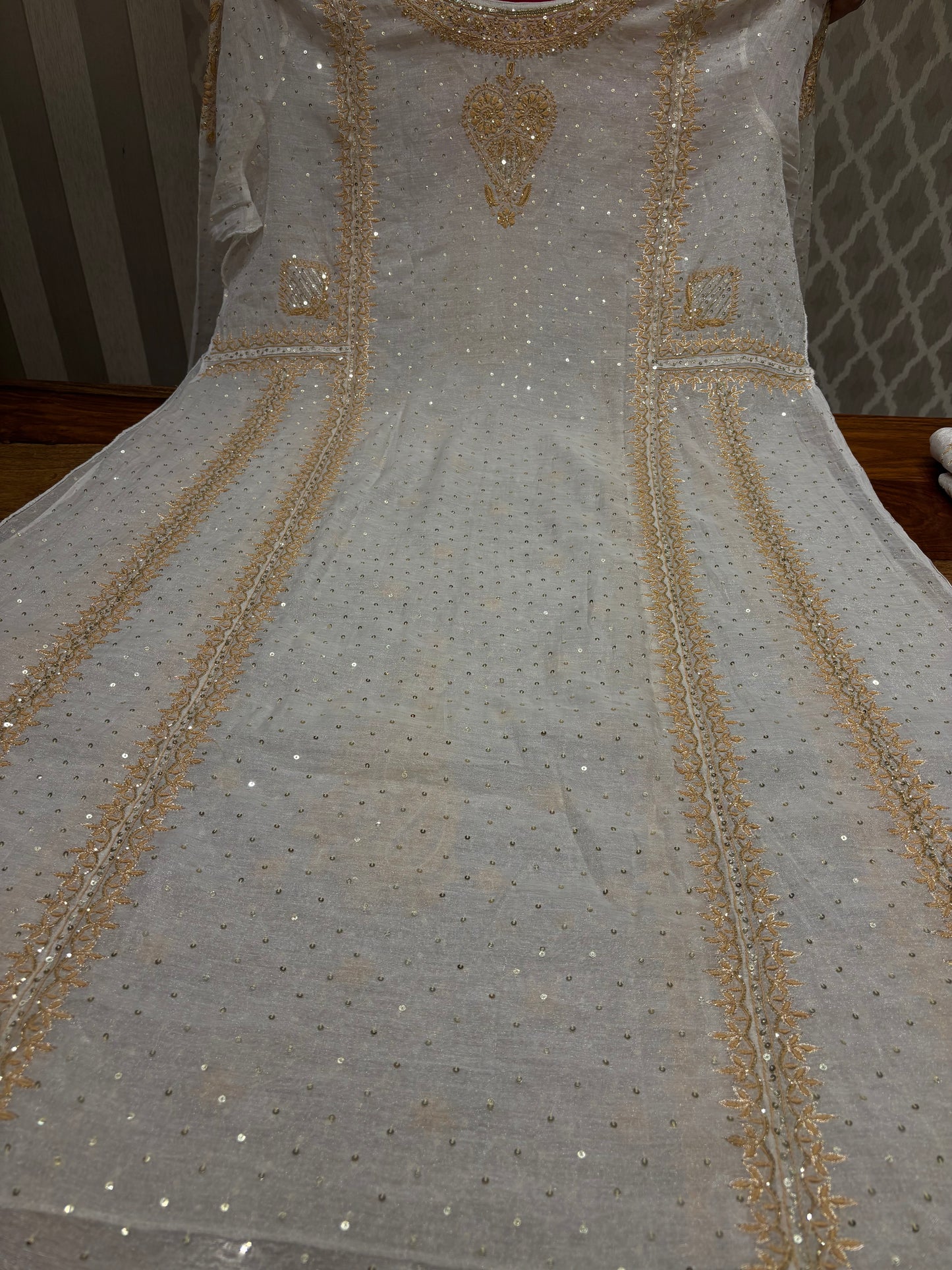 Silver Pure Tissue Anarkali And Dupatta set