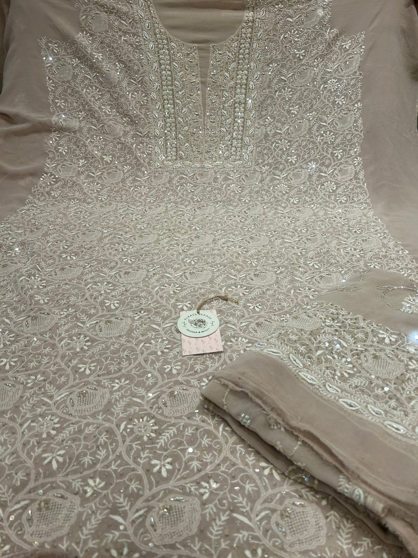 Cuban Sand Pure Georgette Kurta And Dupatta Fabric