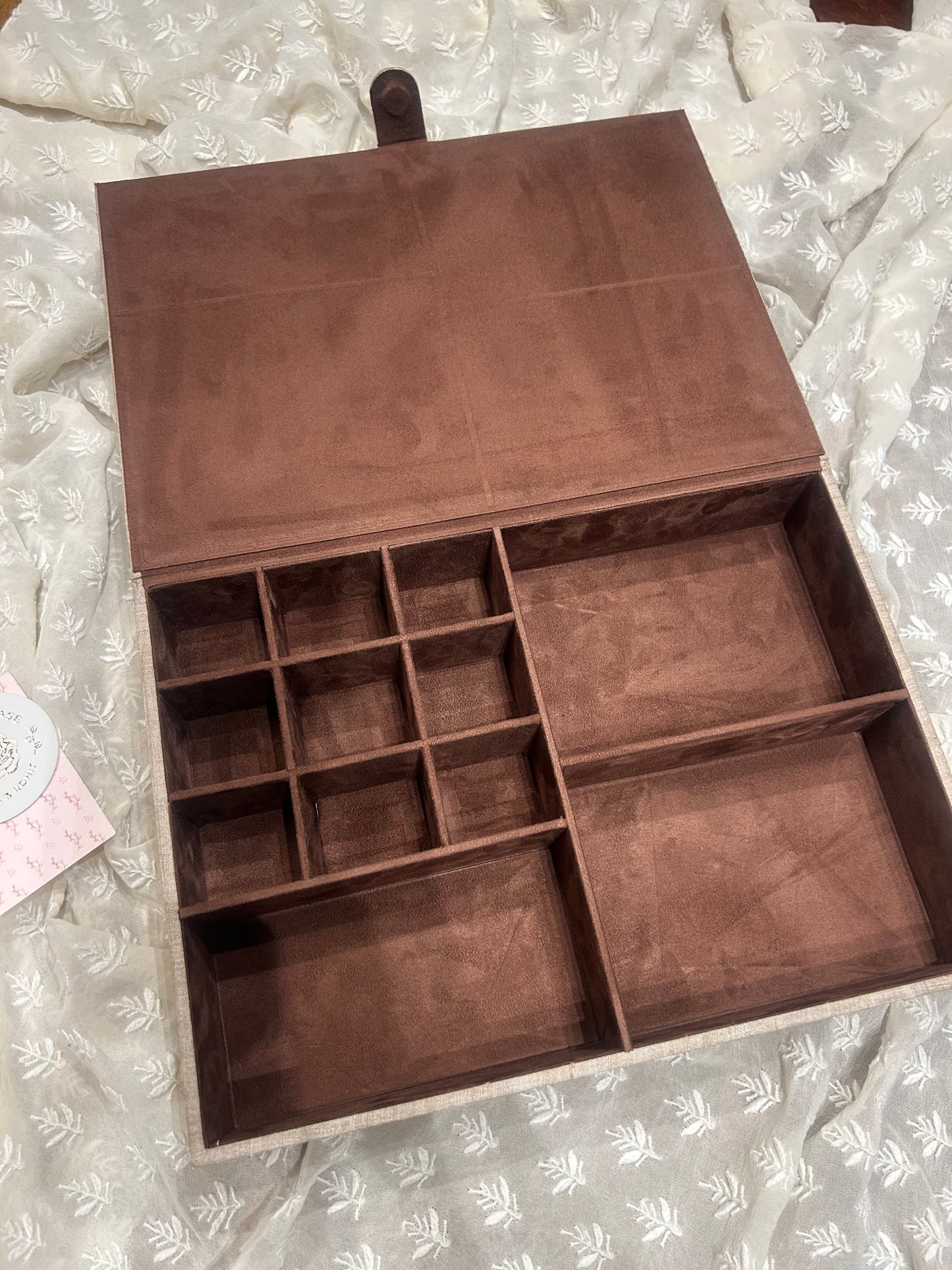 Natural Silk Chikankari Jewelery Box
