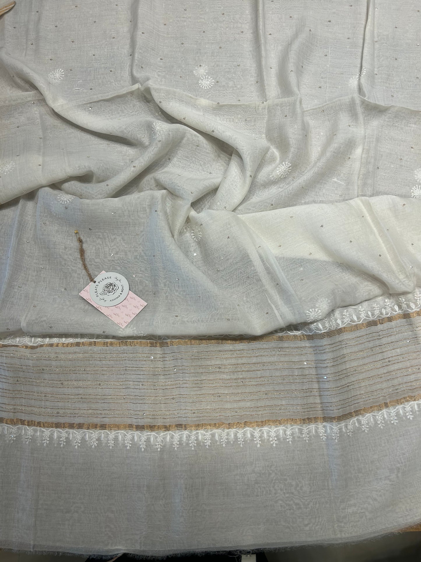 Dyeable Chanderi Mul Chikankari Kurta and Dupatta Fabric