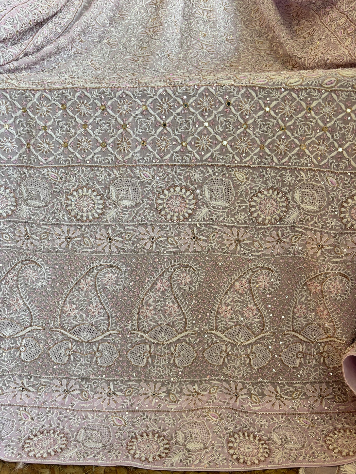 Lilac Pure Georgette Chikankari Lehenga
