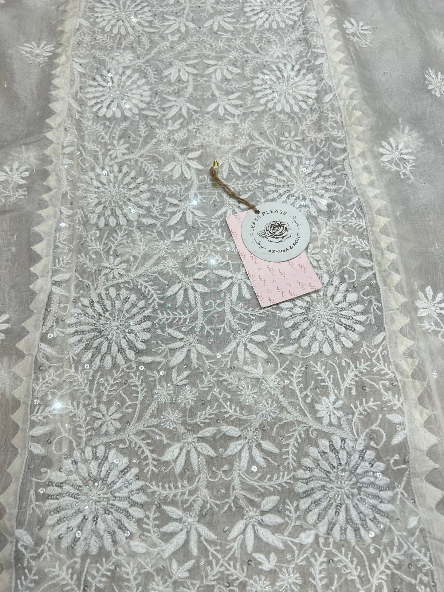 Dyeable Organza Chikankari Kurta &Dupatta set