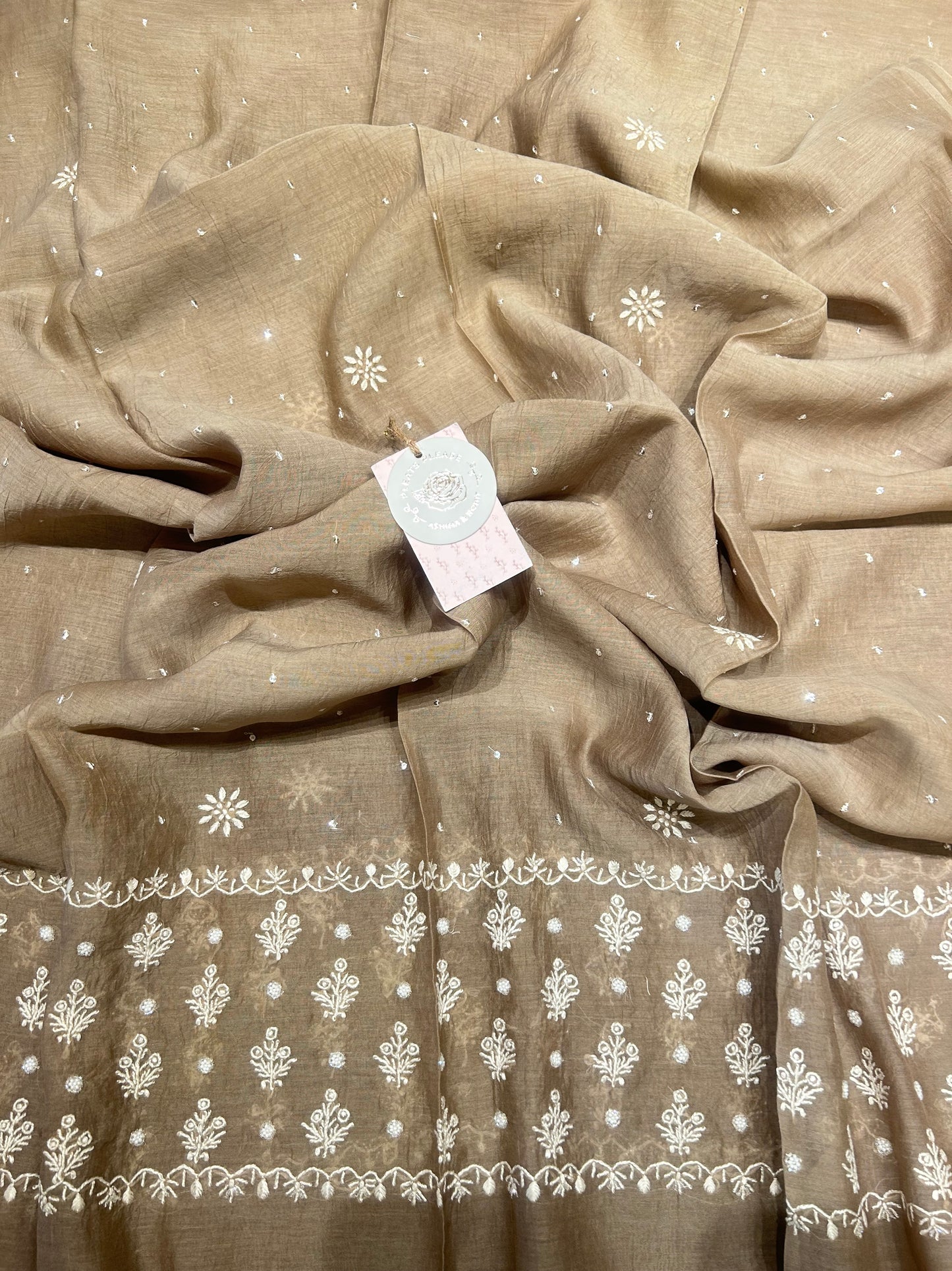 Brown Chanderi Silk Anarkali &Dupatta set