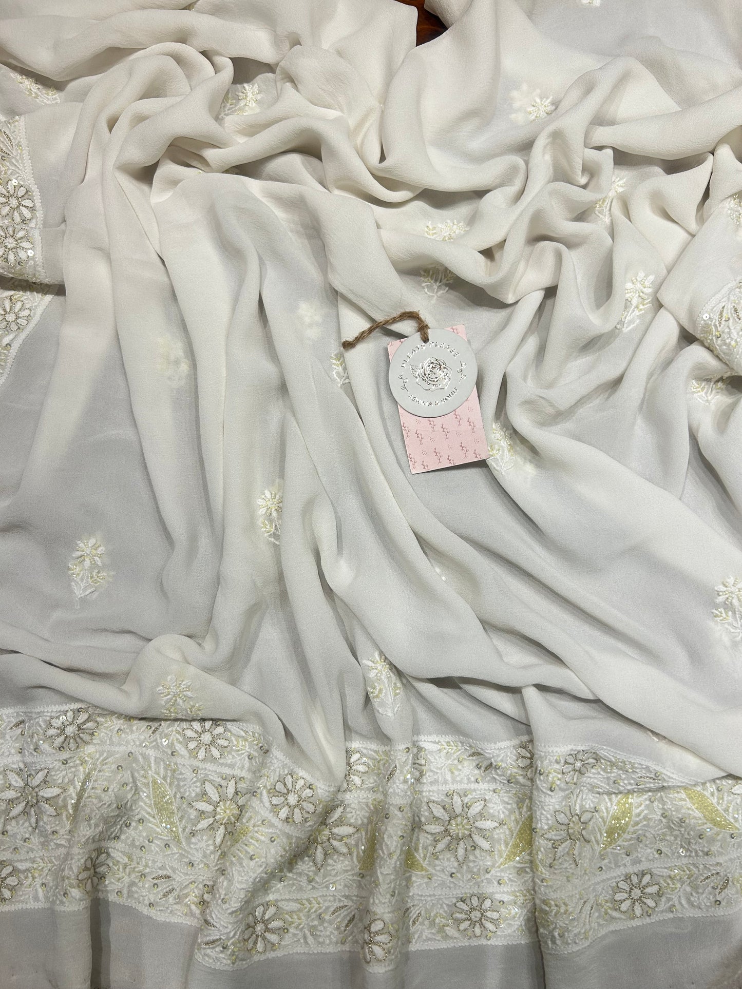 Dyeable Georgette Chikankari Kurta & Dupatta Fabric