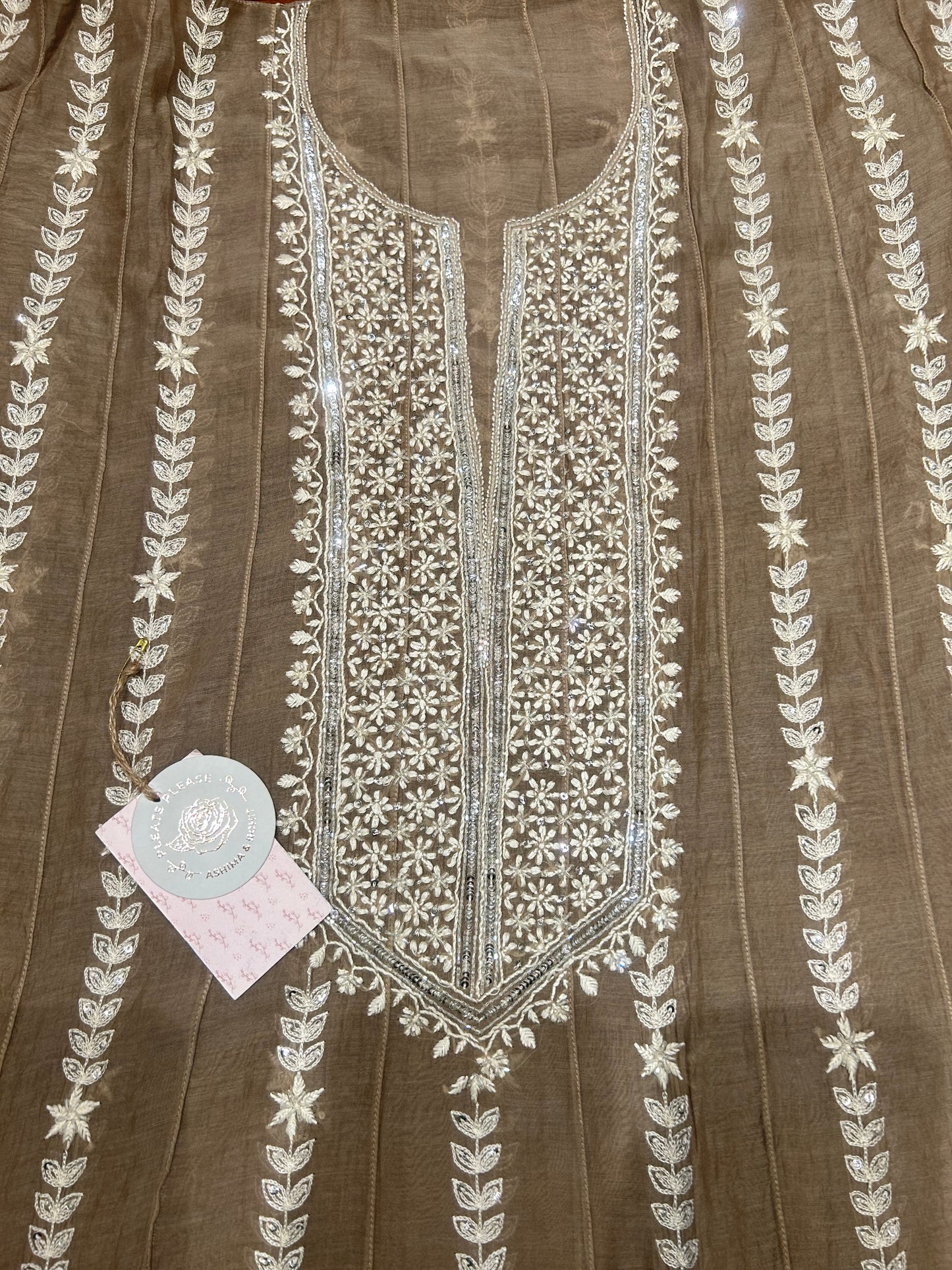 Brown Chanderi Silk Anarkali &Dupatta set