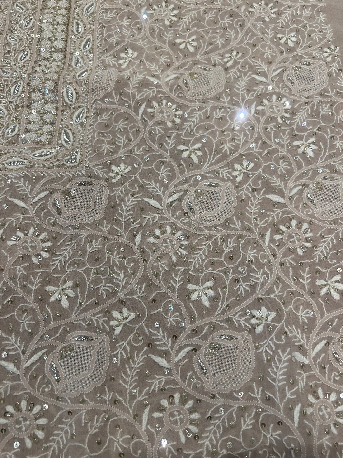 Cuban Sand Pure Georgette Kurta And Dupatta Fabric