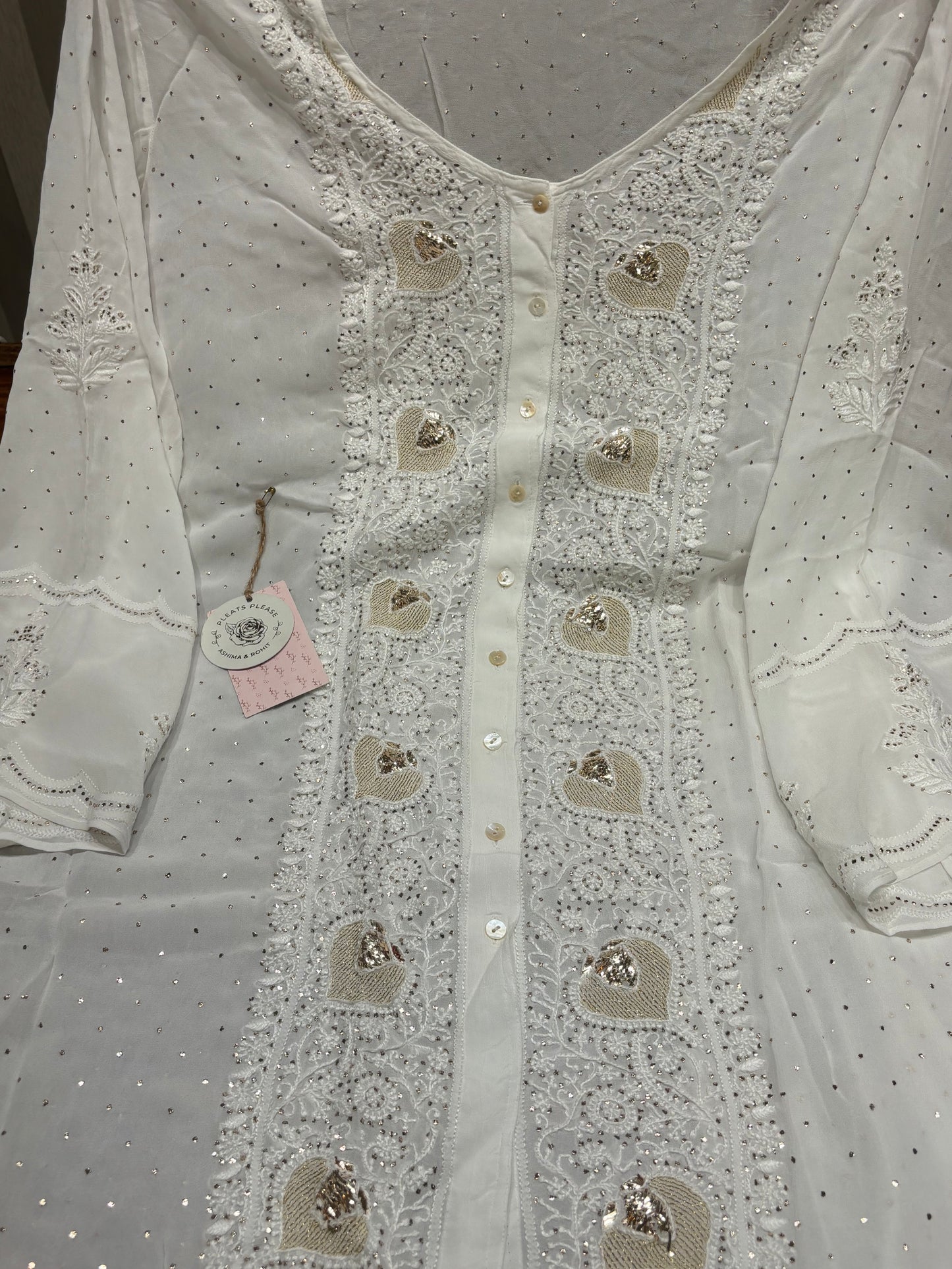 Dyeable Pure Georgette Chikankari Co-ord set