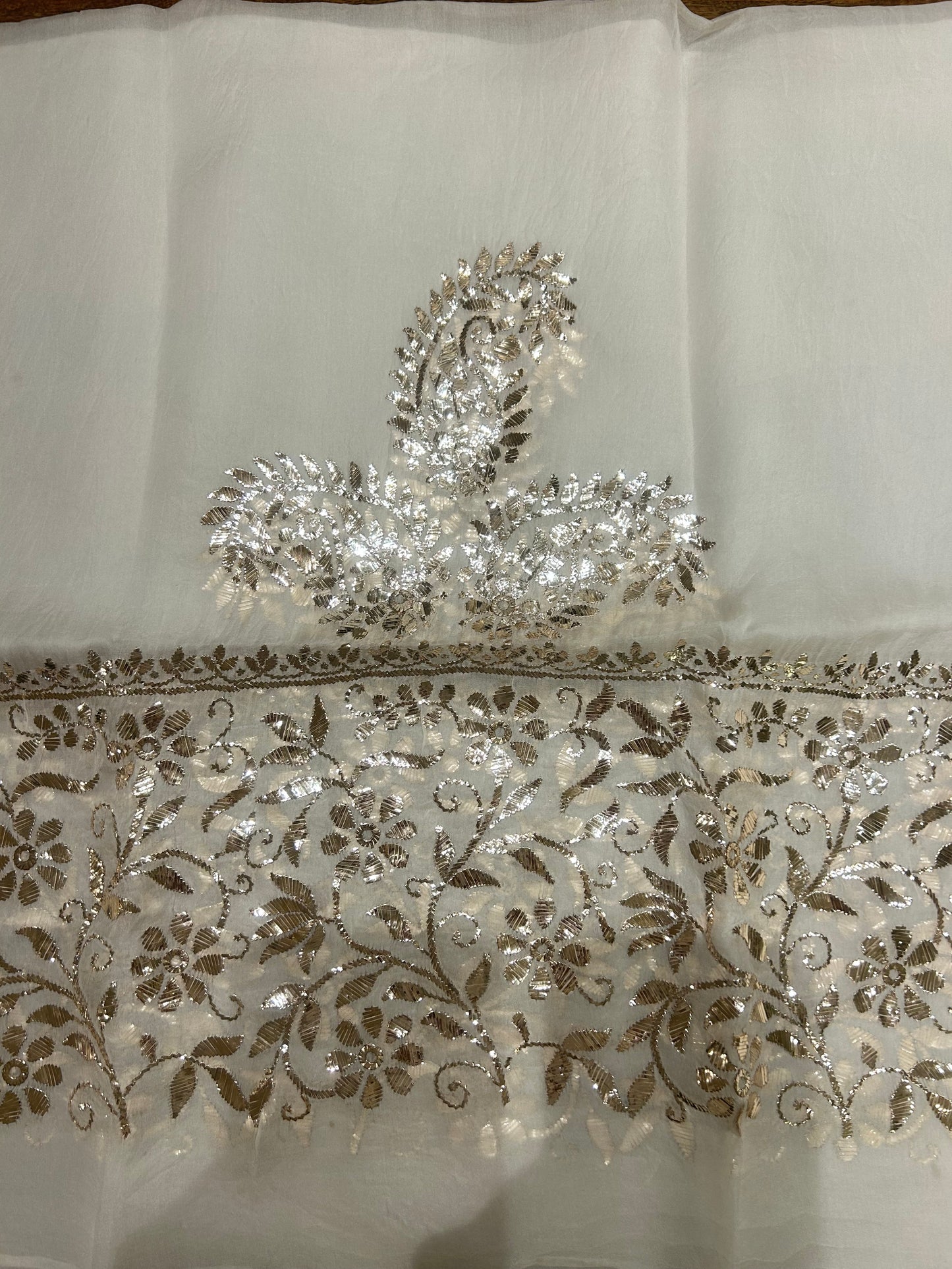 Dyeable Organza silk Mukaish three piece set
