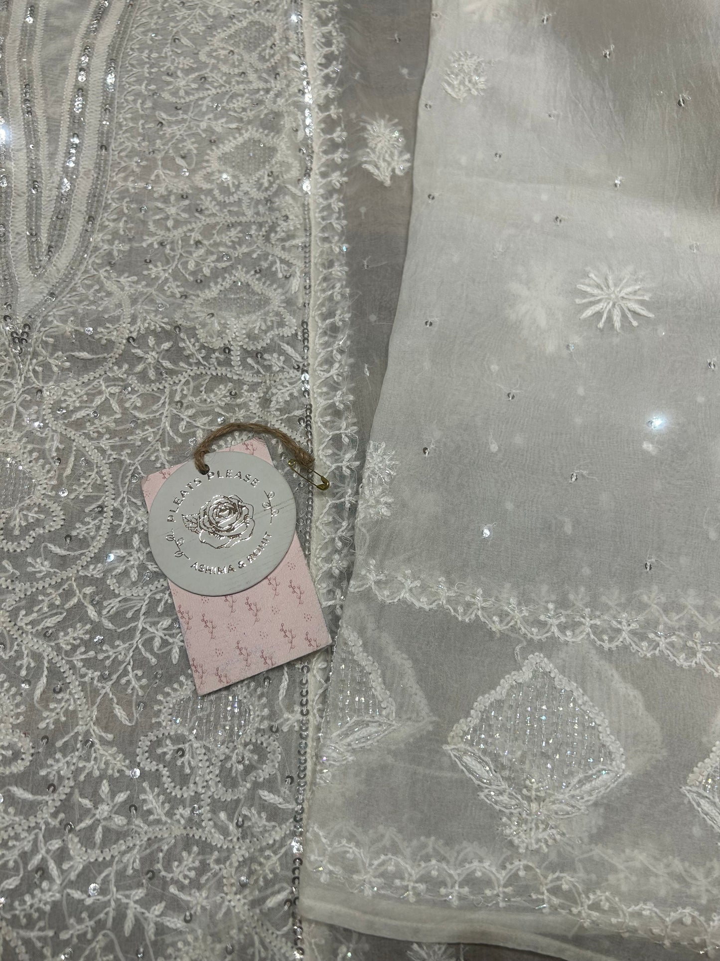 Dyeable Organza Chikankari Kurta & Dupatta Set