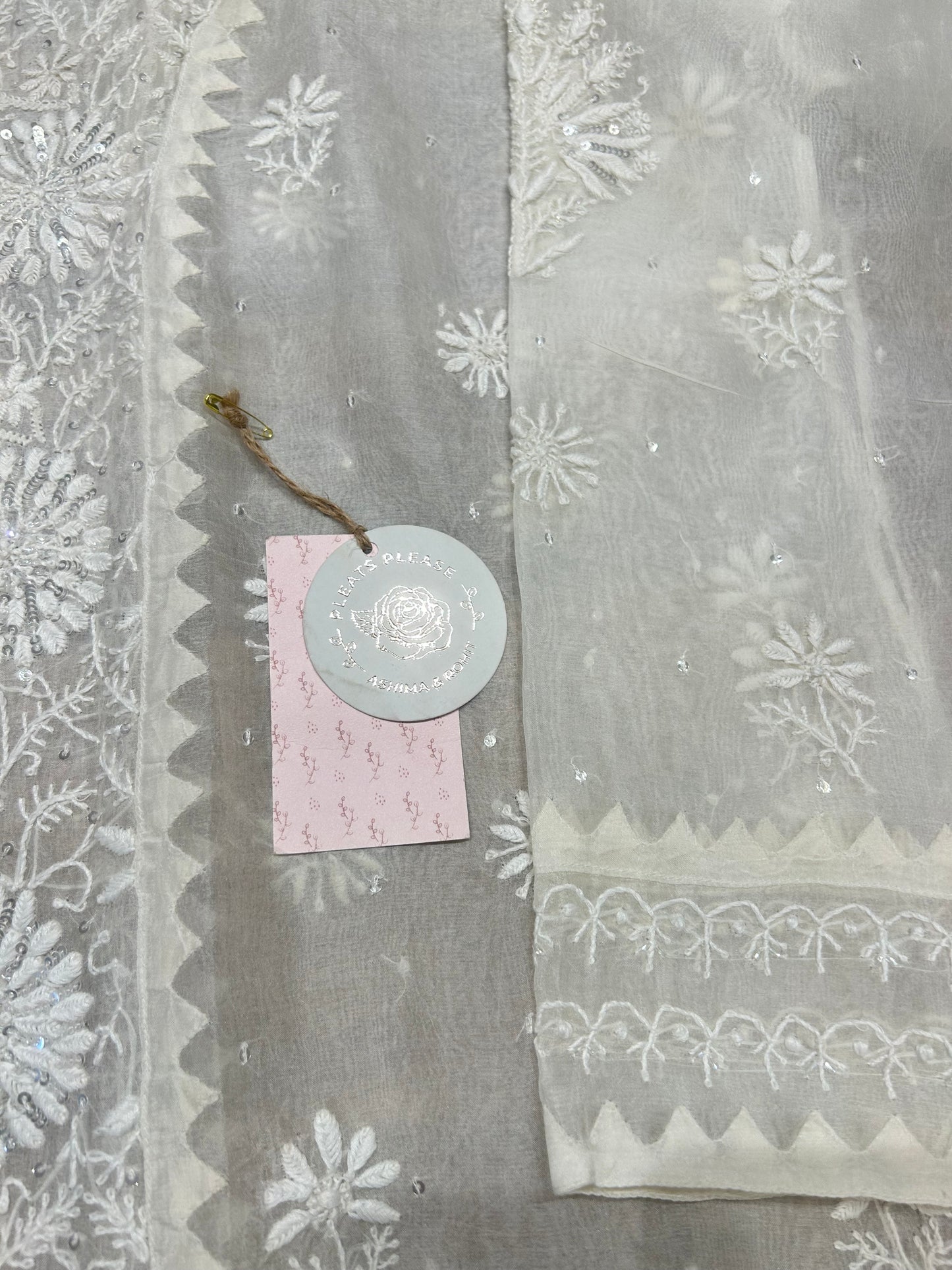 Dyeable Organza Chikankari Kurta &Dupatta set