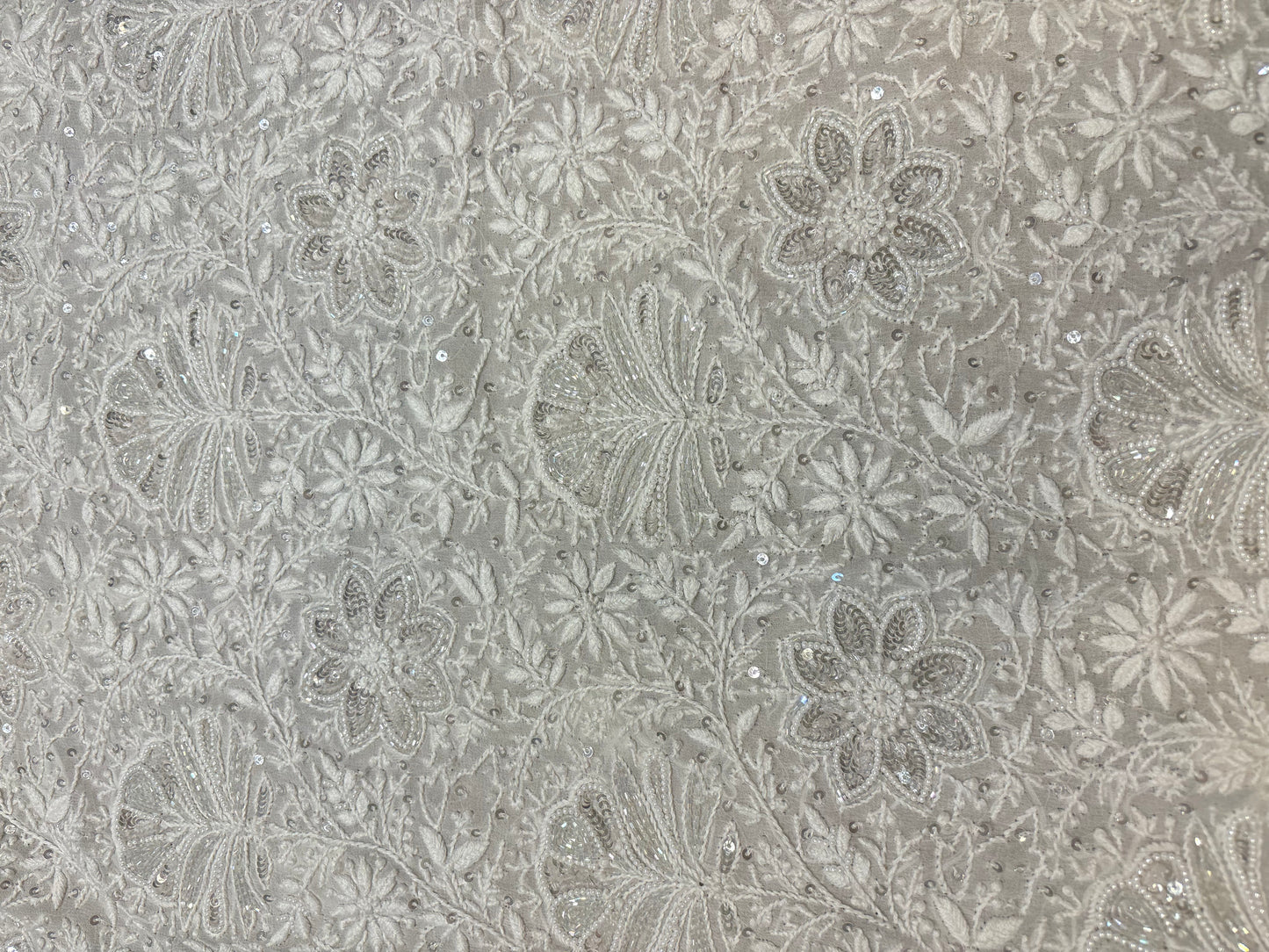 Dyeable Pure Georgette Chikankari and Parsi Garha Kurta and Dupatta Fabric