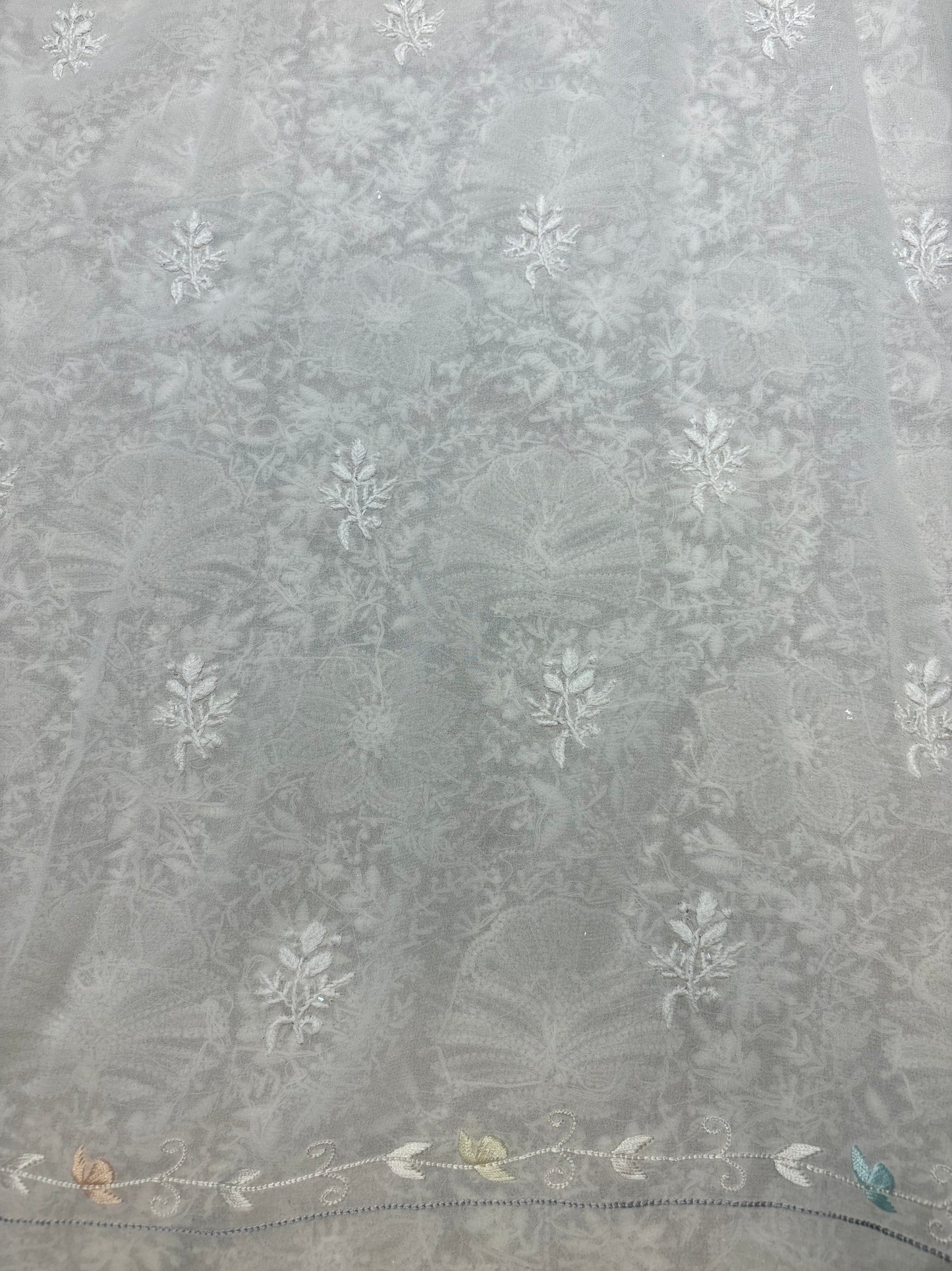Dyeable Pure Georgette Chikankari and Parsi Garha Kurta and Dupatta Fabric