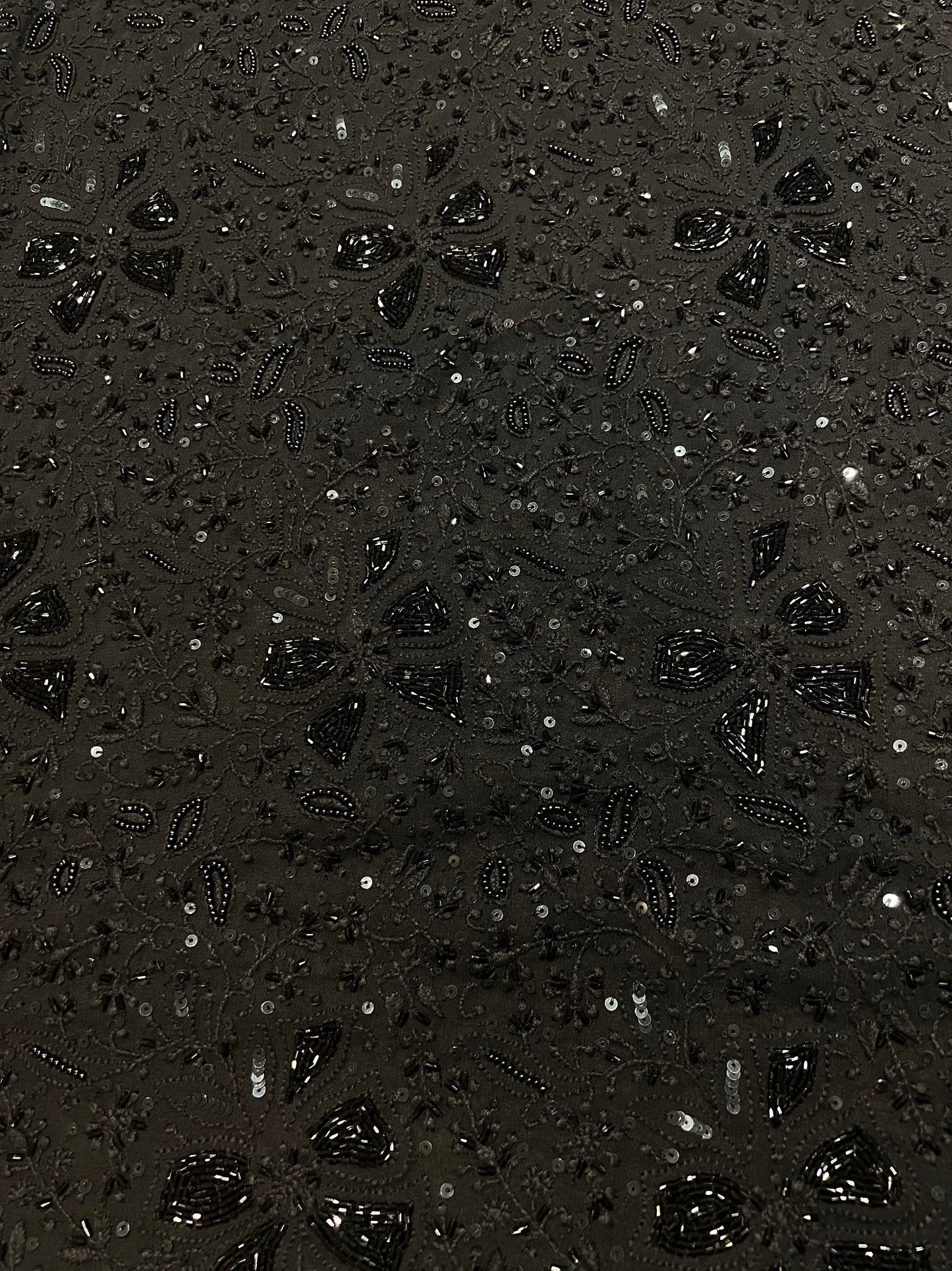 Black Pure Georgette Chikankari and Parsi Garha Kurta and Dupatta Fabric