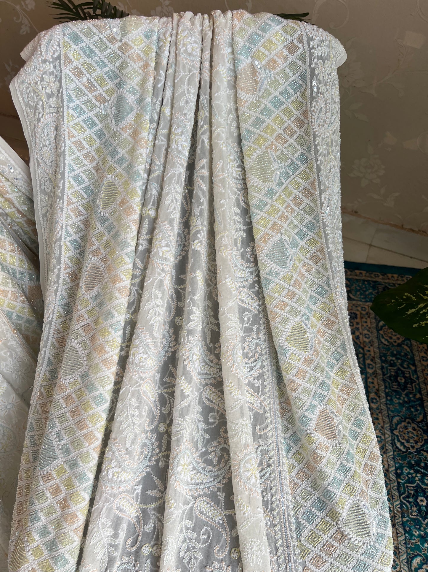 Dyeable Pure Georgette Chikankari Lehanga