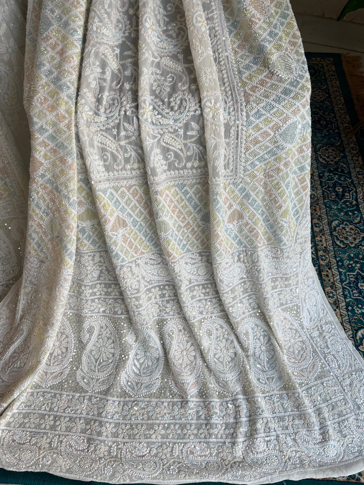 Dyeable Pure Georgette Chikankari Lehanga