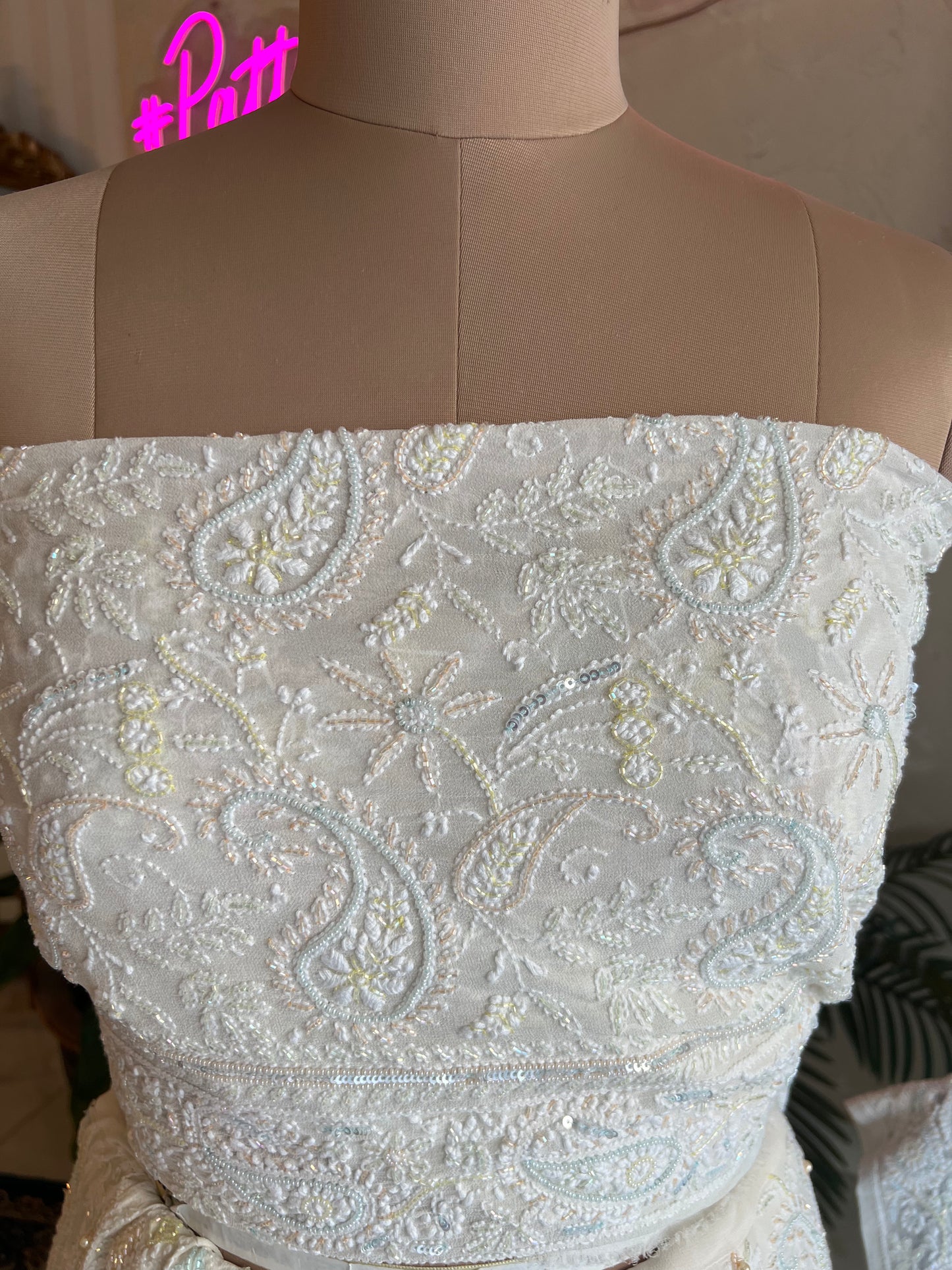 Dyeable Pure Georgette Chikankari Lehanga