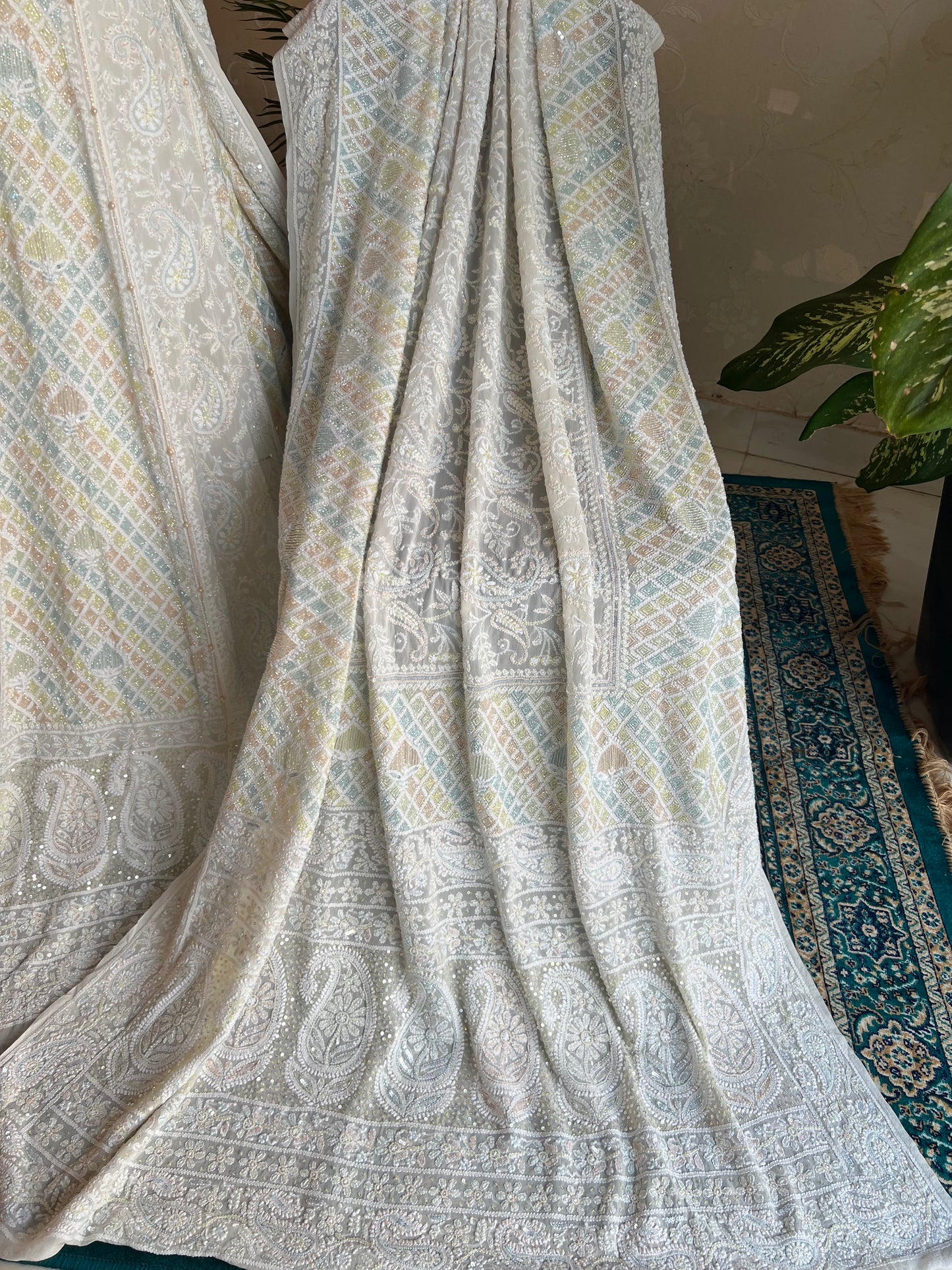 Dyeable Pure Georgette Chikankari Lehanga