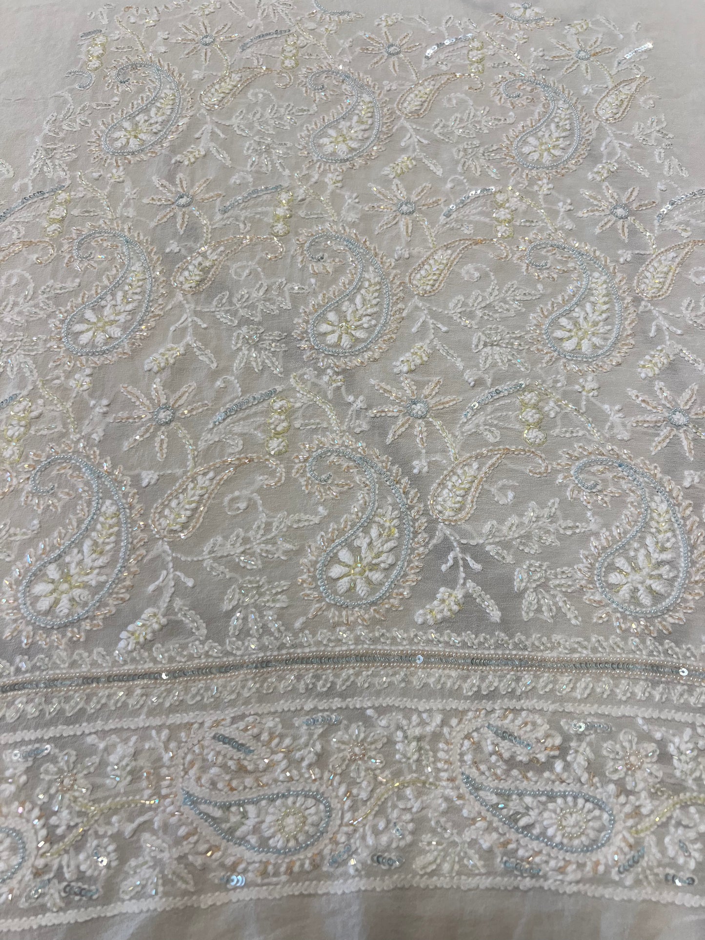 Dyeable Pure Georgette Chikankari Lehanga