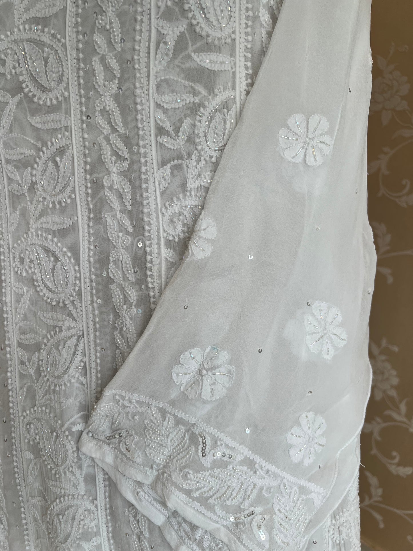 Dyeable Georgette Chikankari Anarkali & Dupatta