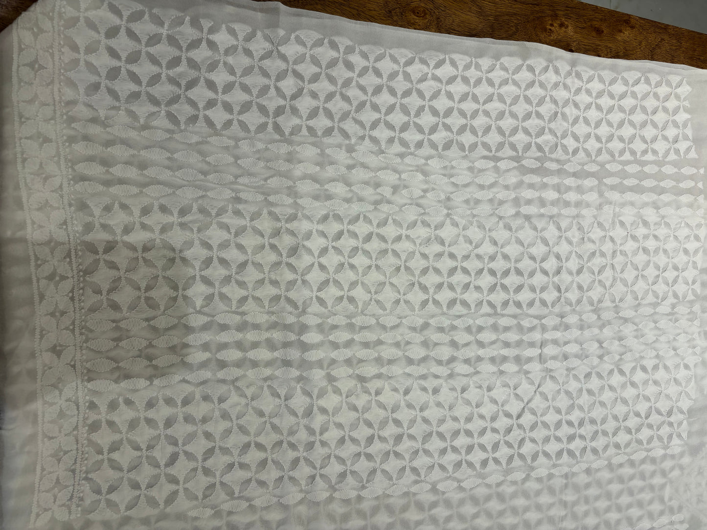 Dyeable Pure Georgette Chikankari Men's Kurta Fabric