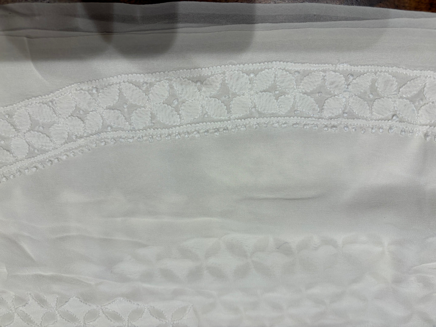 Dyeable Pure Georgette Chikankari Men's Kurta Fabric