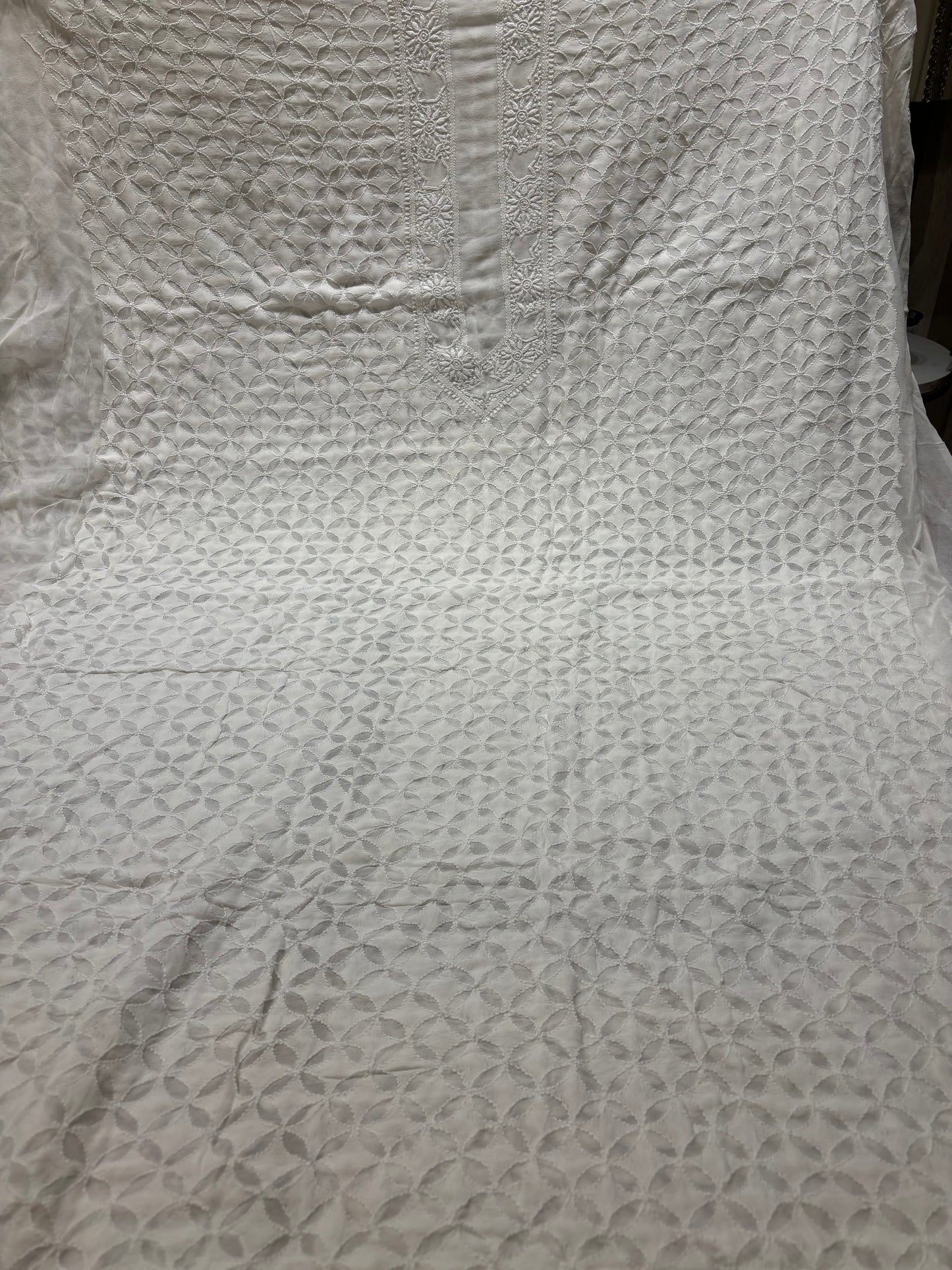 Dyeable Pure Georgette Chikankari Men's Kurta