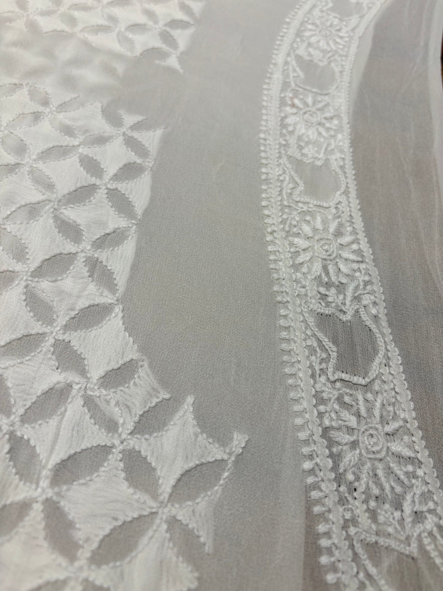 Dyeable Pure Georgette Chikankari Men's Kurta