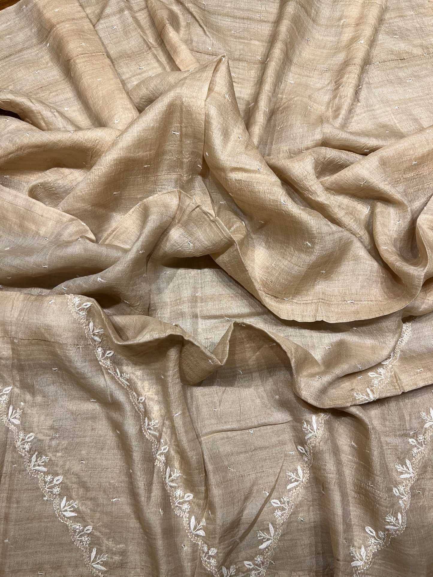 Dyeable Natural Silk Chikankari Kurta and Dupatta