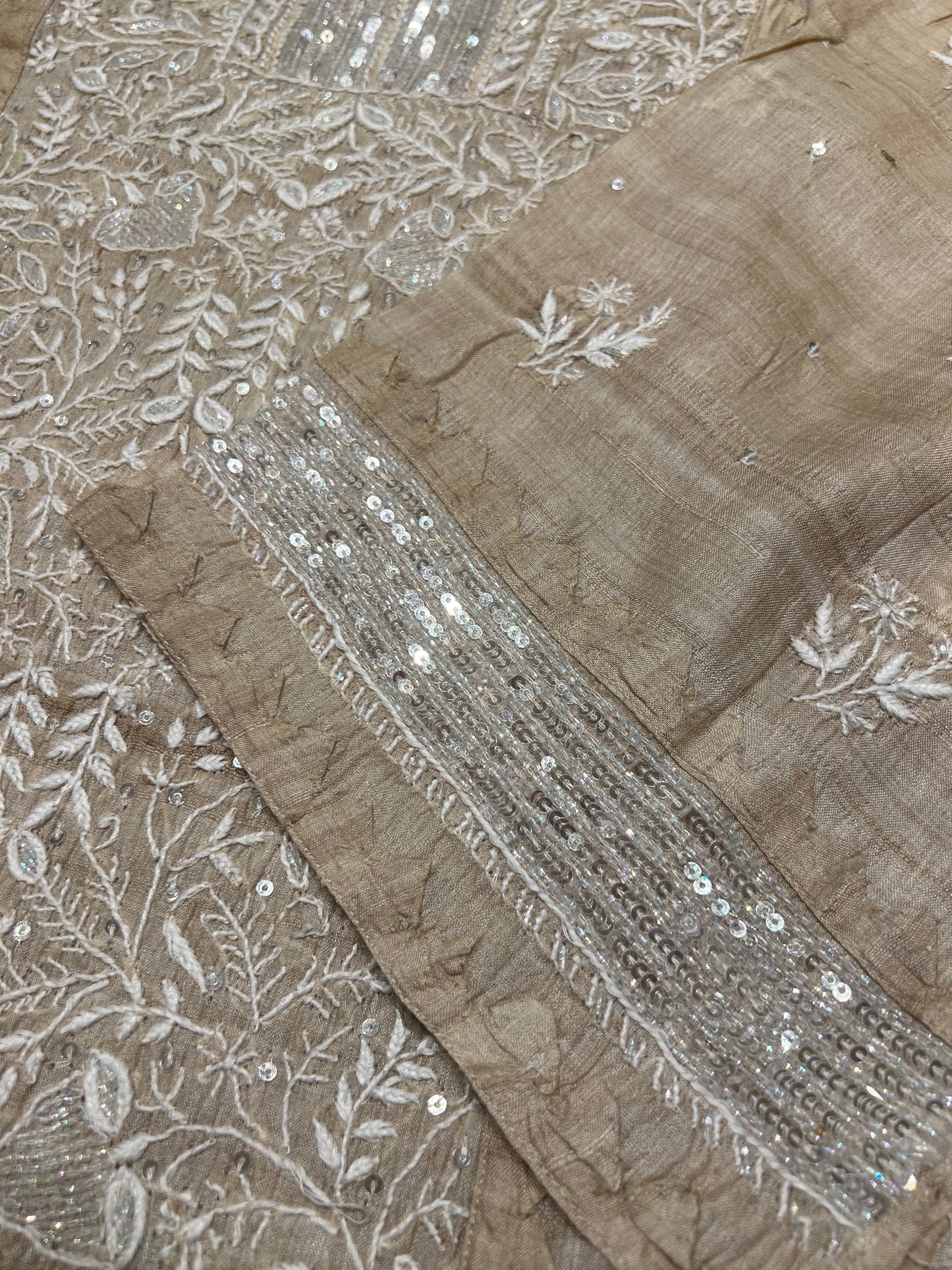Dyeable Natural Silk Chikankari Kurta and Dupatta
