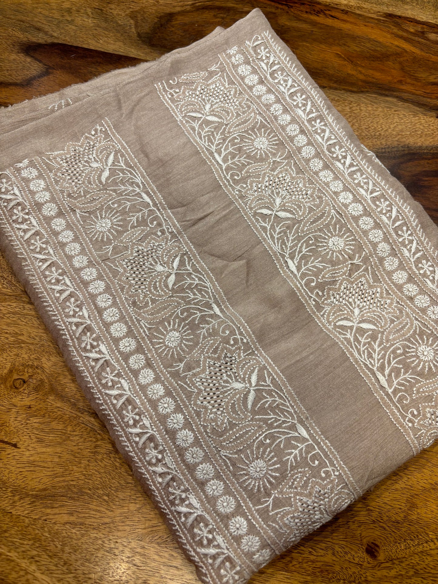 Vanilla Latte Monga Silk Chikankari Men's Kurta