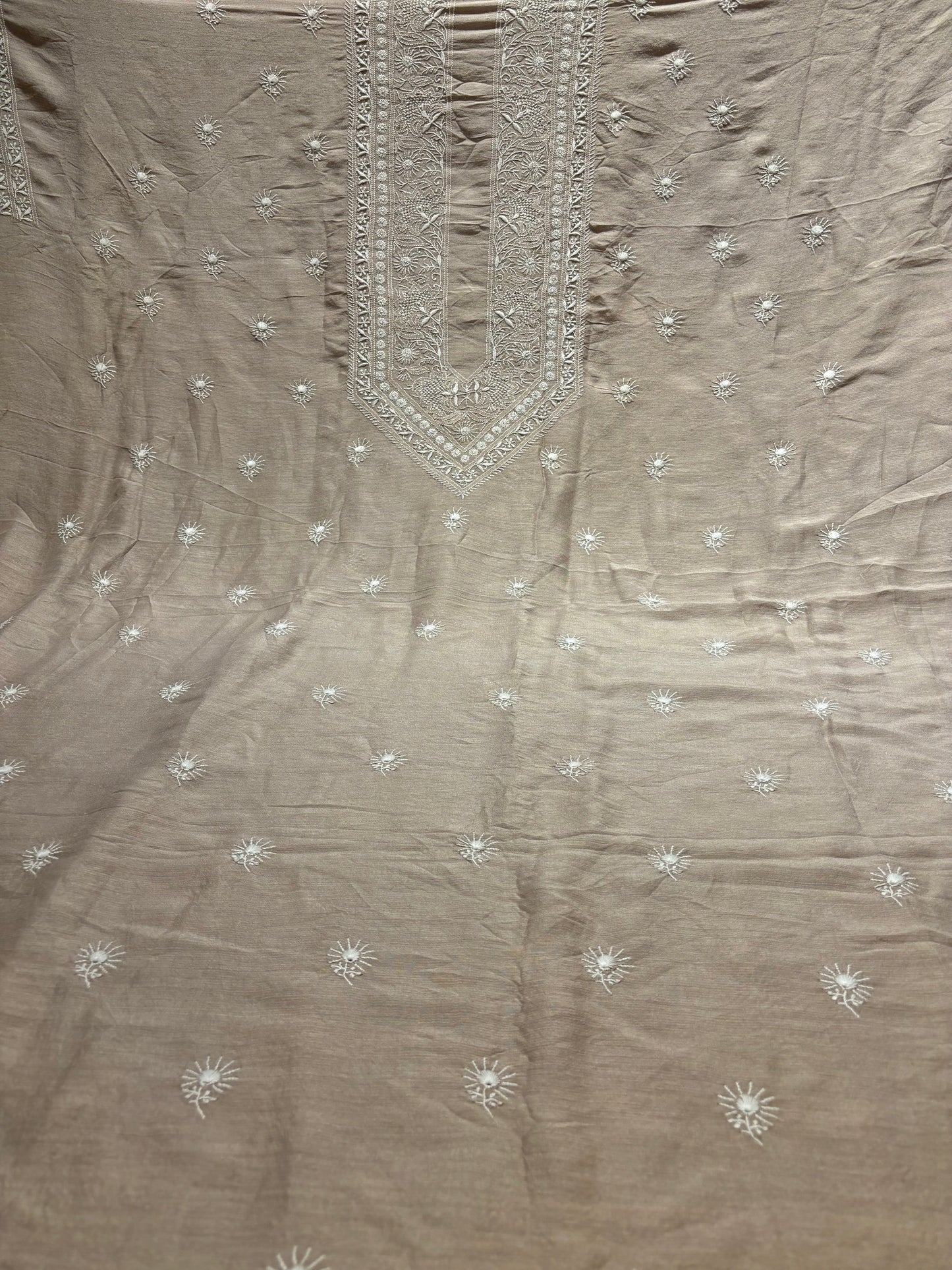 Vanilla Latte Monga Silk Chikankari Men's Kurta