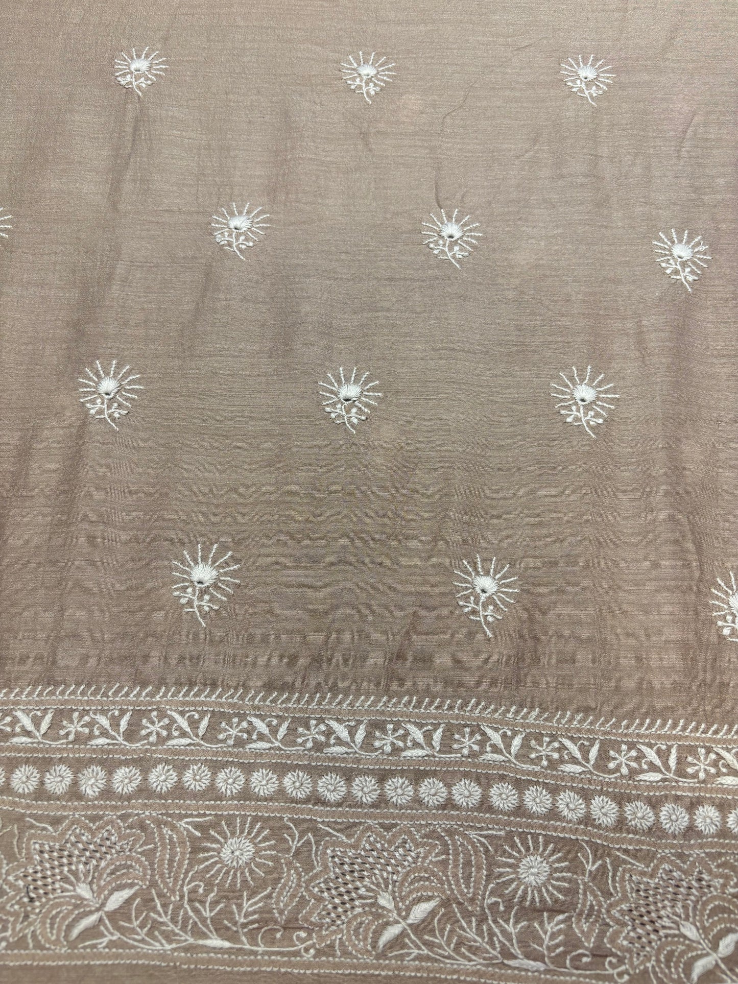 Vanilla Latte Monga Silk Chikankari Men's Kurta