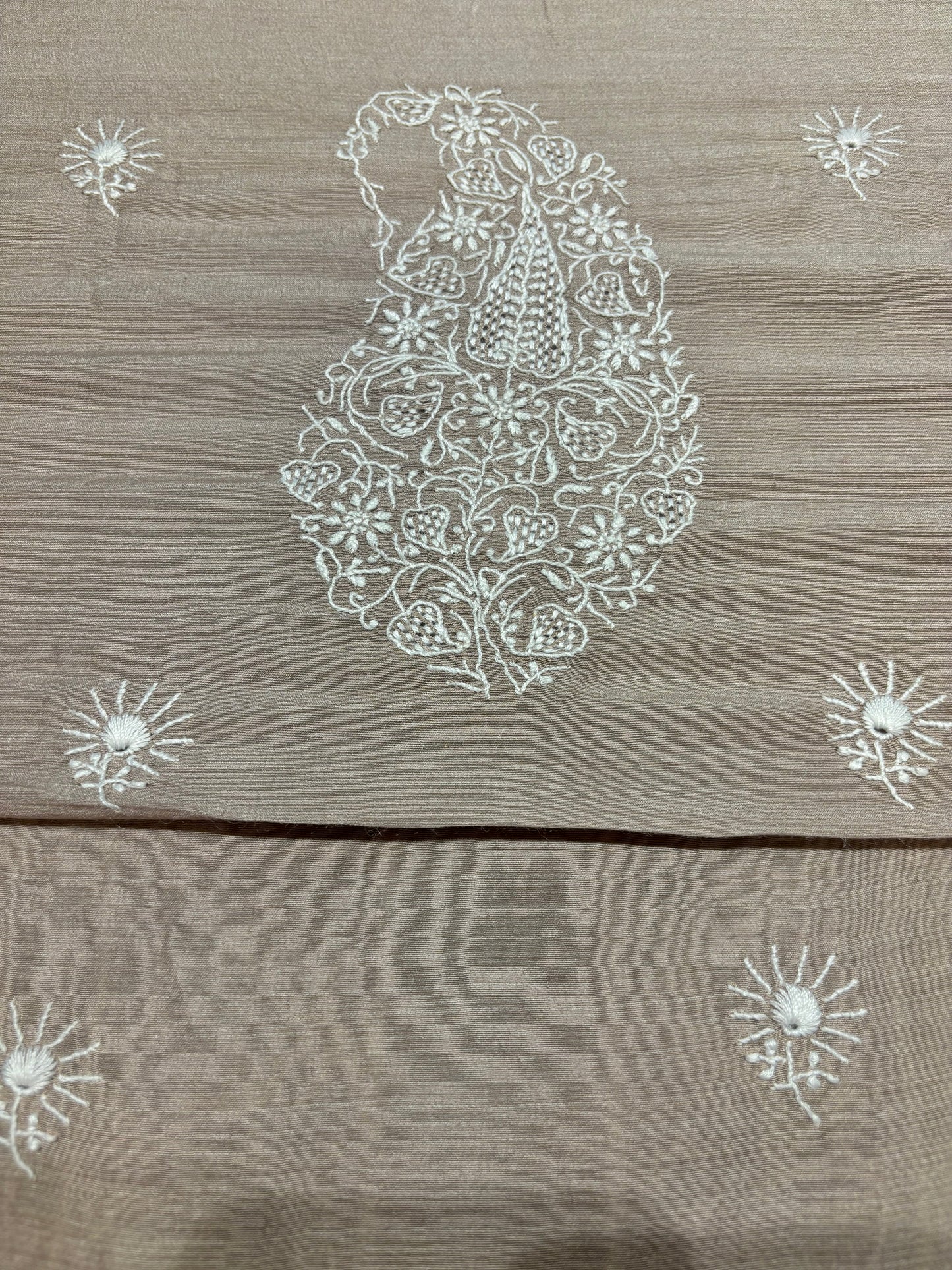Vanilla Latte Monga Silk Chikankari Men's Kurta