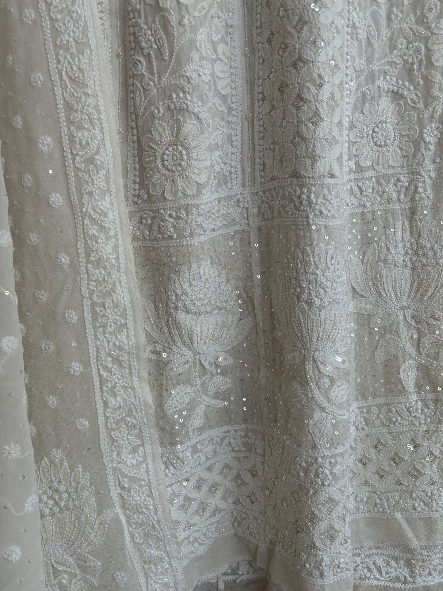 Dyeable Pure Georgette Chikankari Anarkali and Dupatta