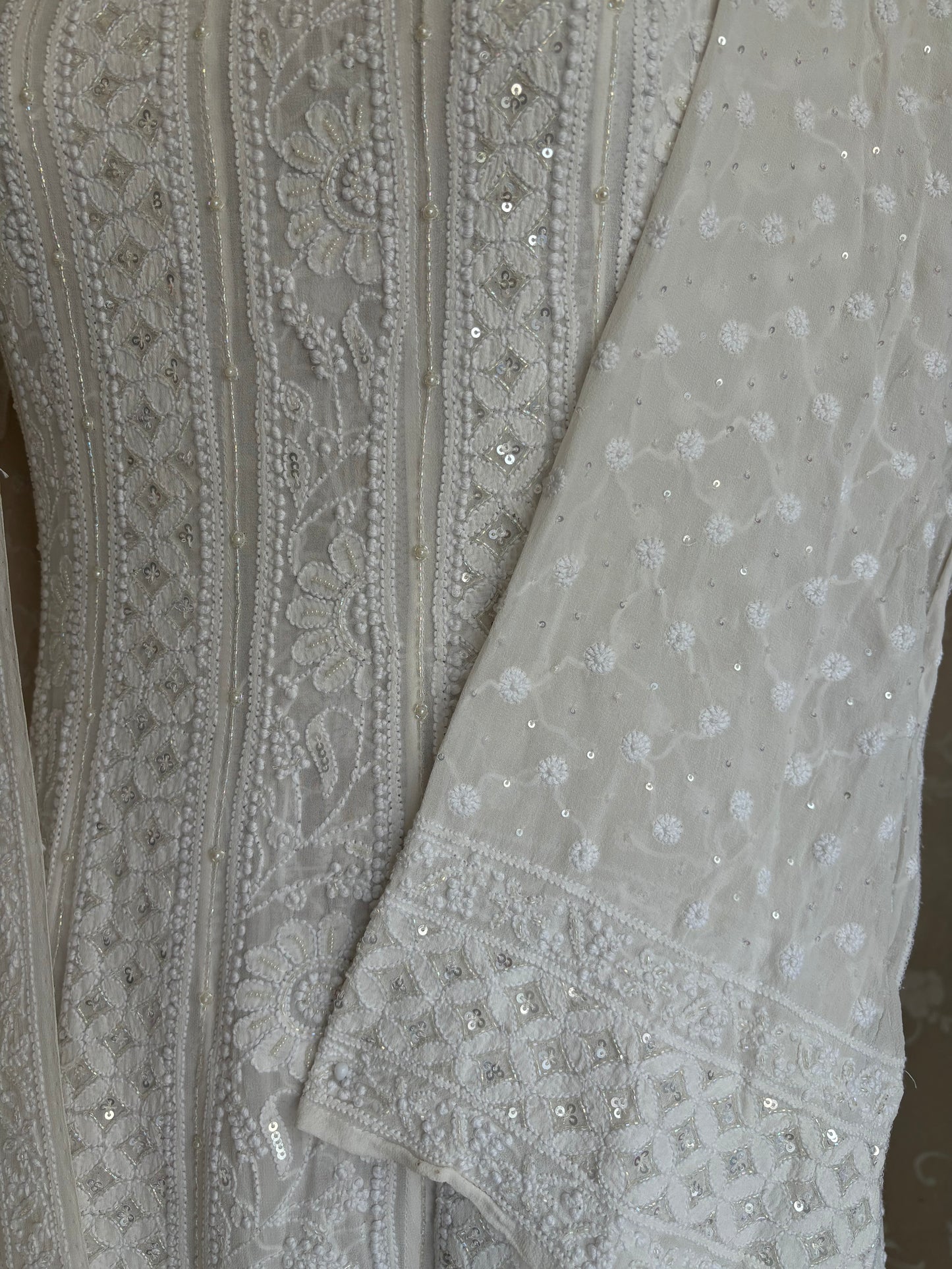 Dyeable Pure Georgette Chikankari Anarkali and Dupatta