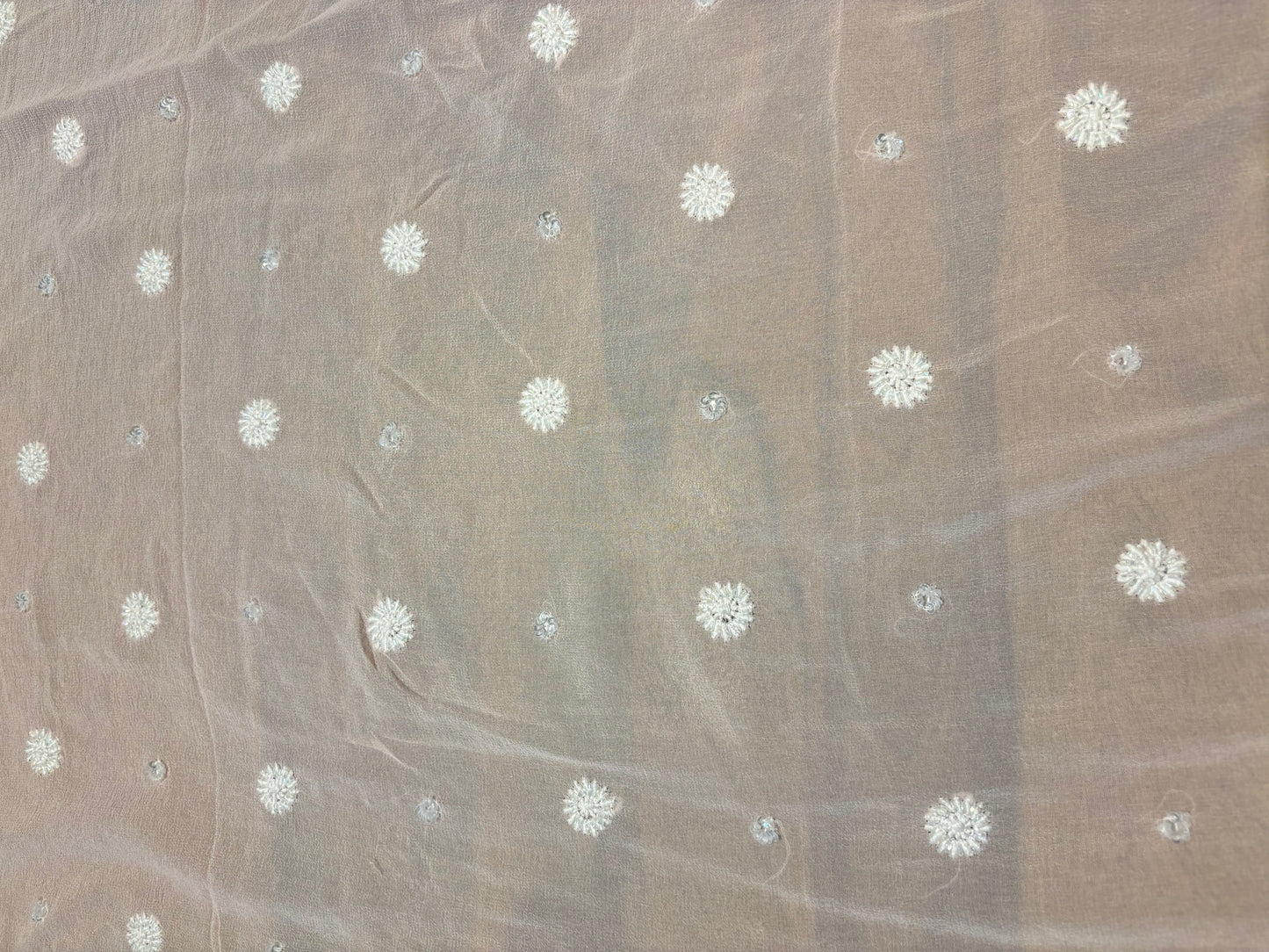 Blush Pink Pure Georgette Chikankari Saree and Blouse